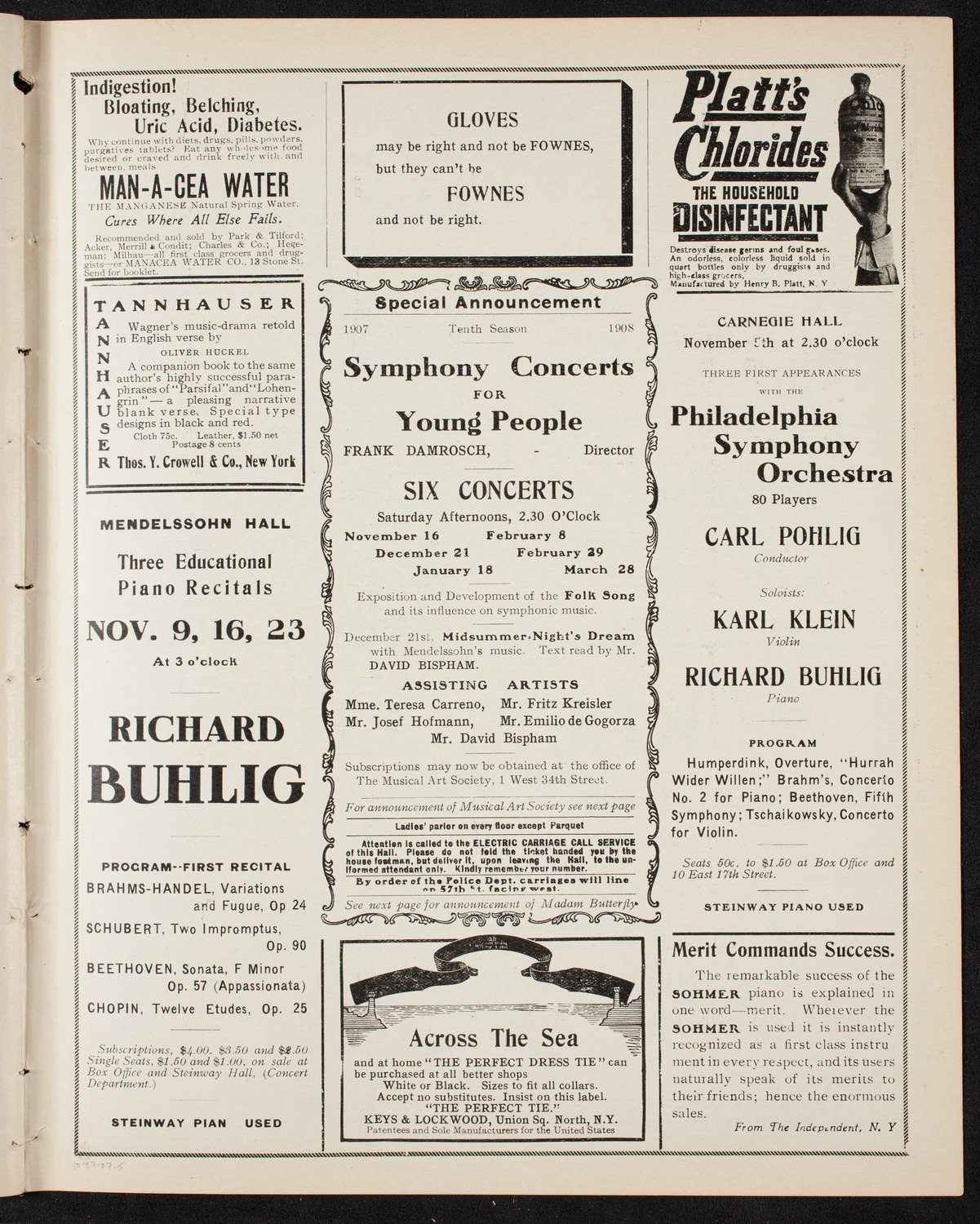 New York Festival Chorus and Orchestra, October 27, 1907, program page 9