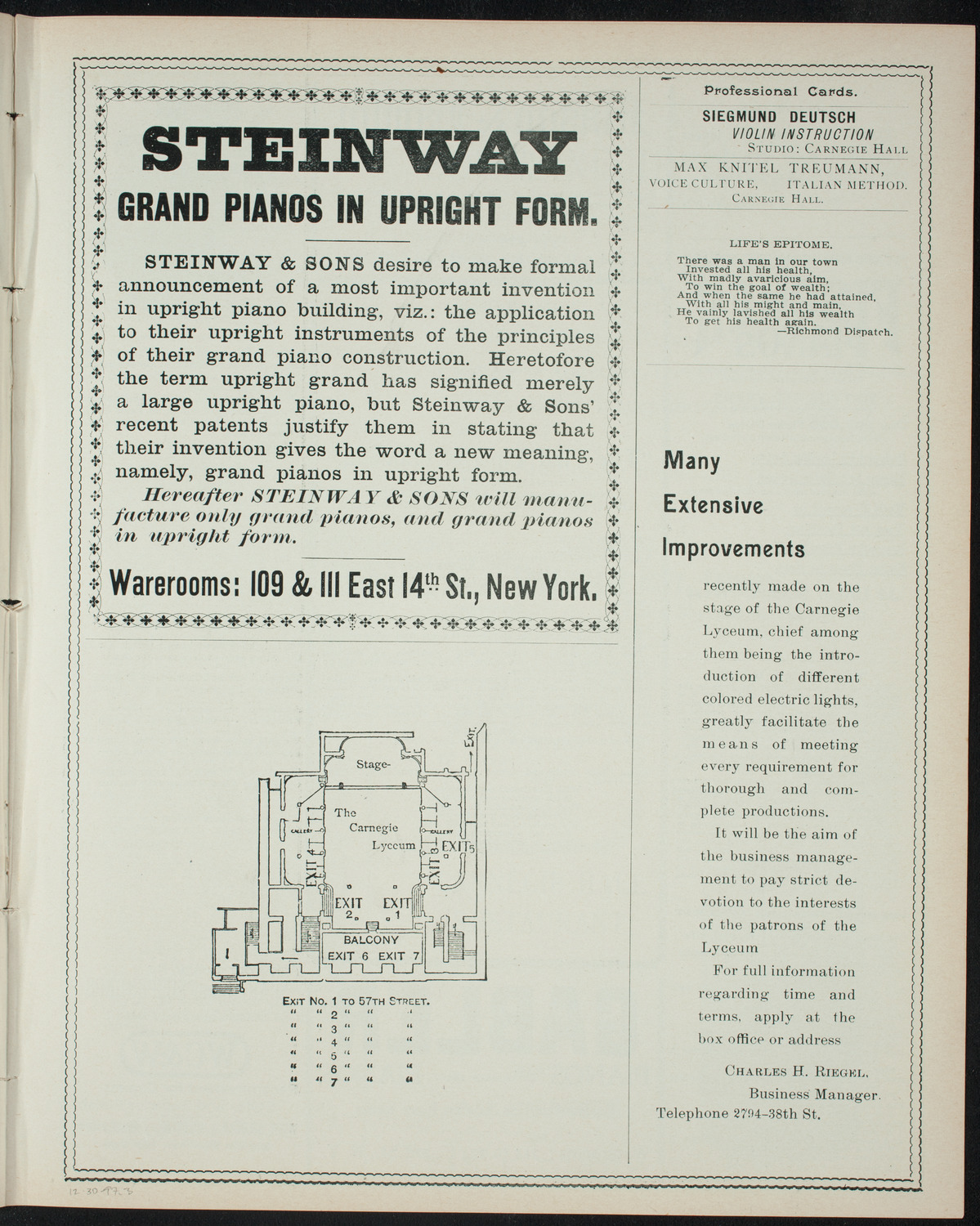 Holiday Pantomime by the Junior League, December 30, 1897, program page 5