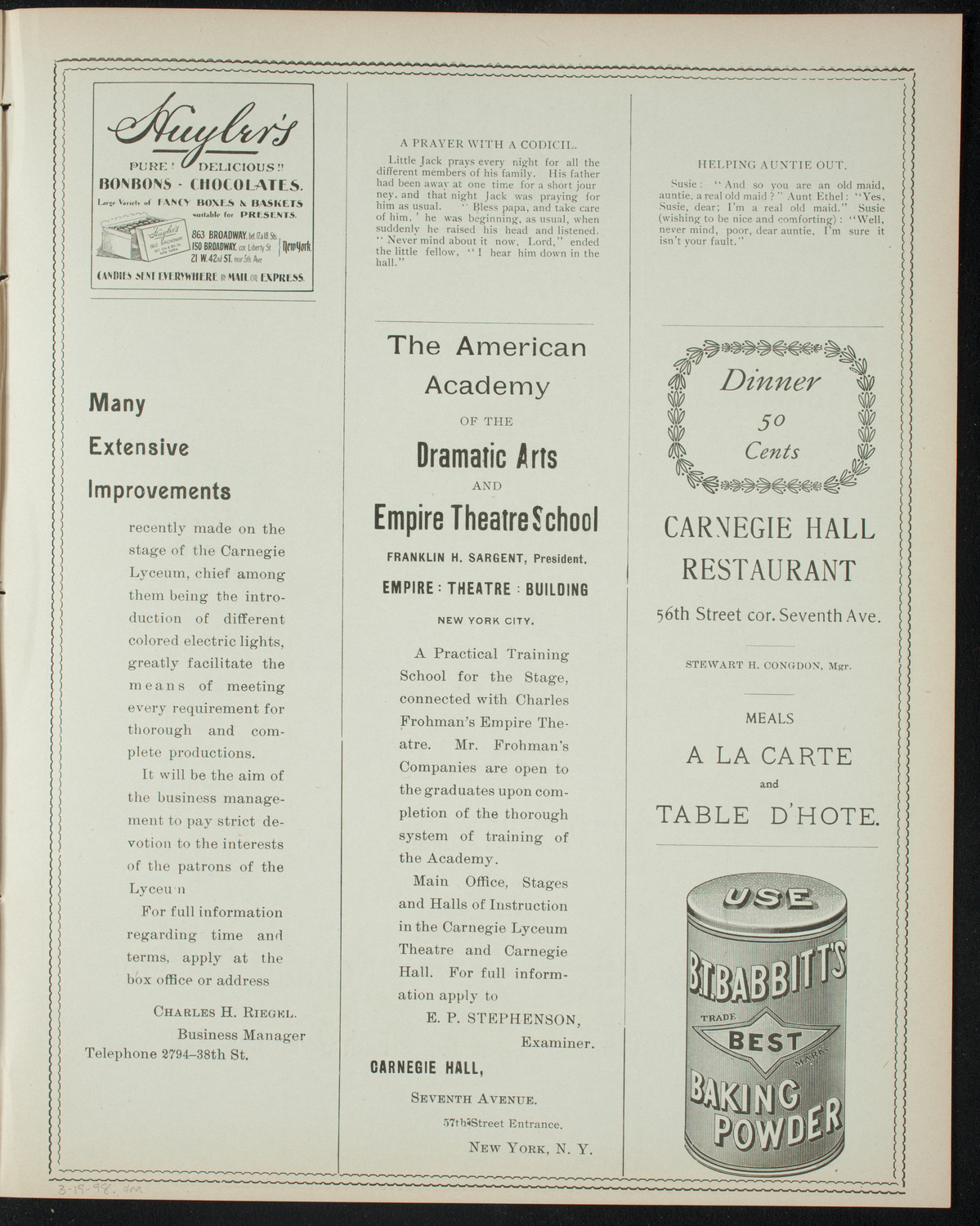 Comparative Literature Society Saturday Morning Conference, March 19, 1898, program page 7