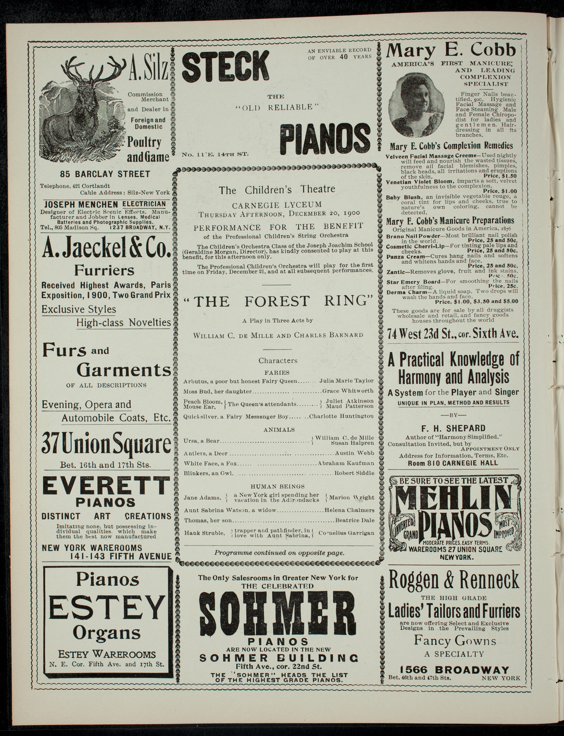 The Children's Theatre, December 20, 1900, program page 2