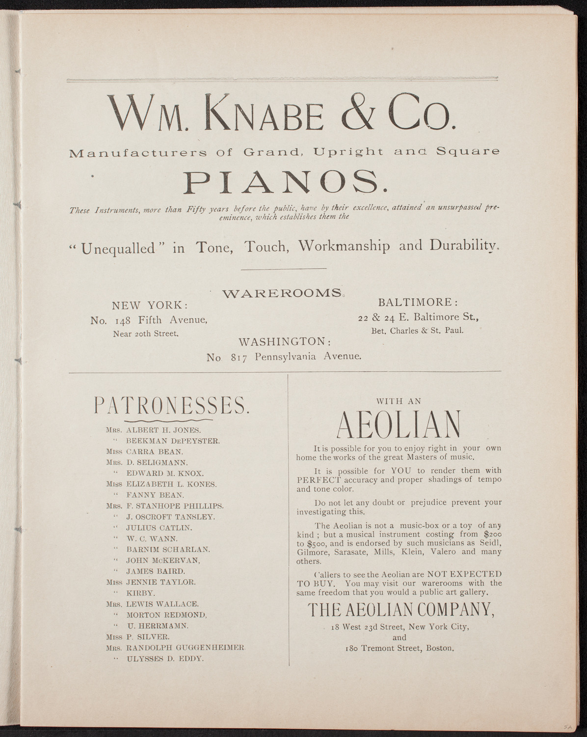 Our Quartette, April 26, 1892, program page 3