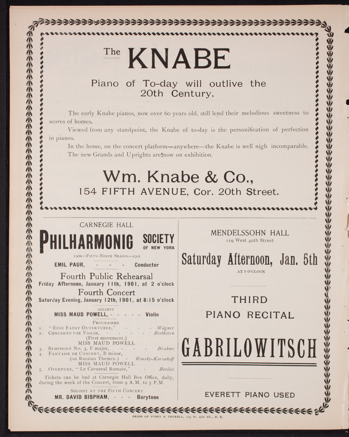 Oratorio Society of New York, December 26, 1900, program page 12
