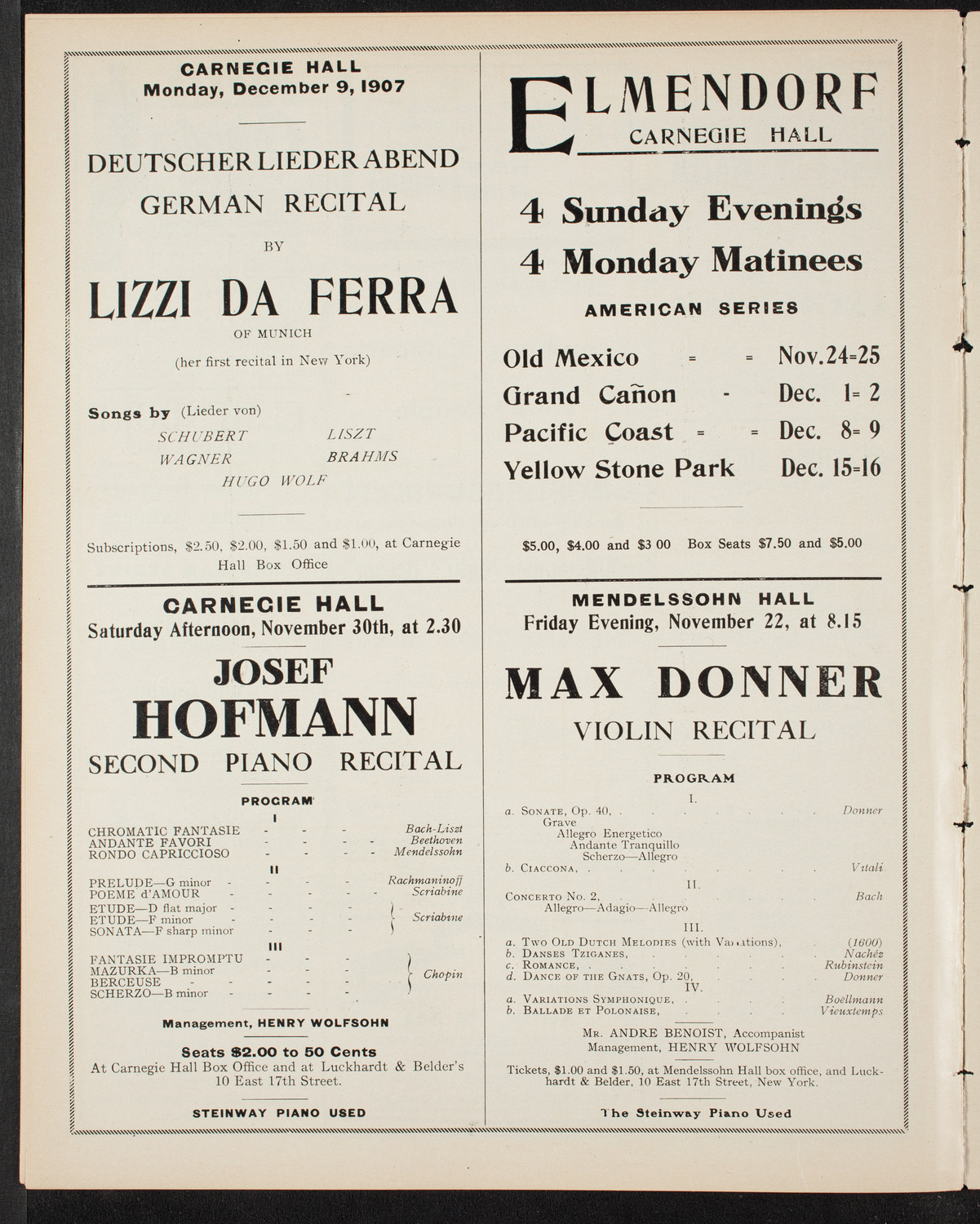 Volpe Symphony Society of New York, November 21, 1907, program page 10