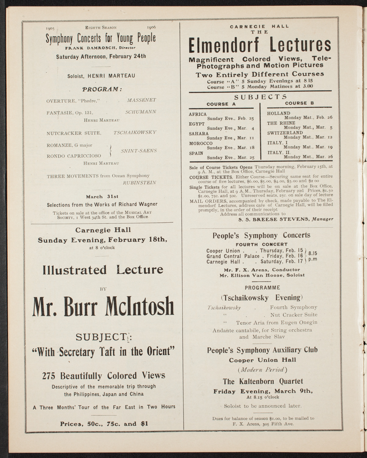 New York Symphony Orchestra, February 11, 1906, program page 10