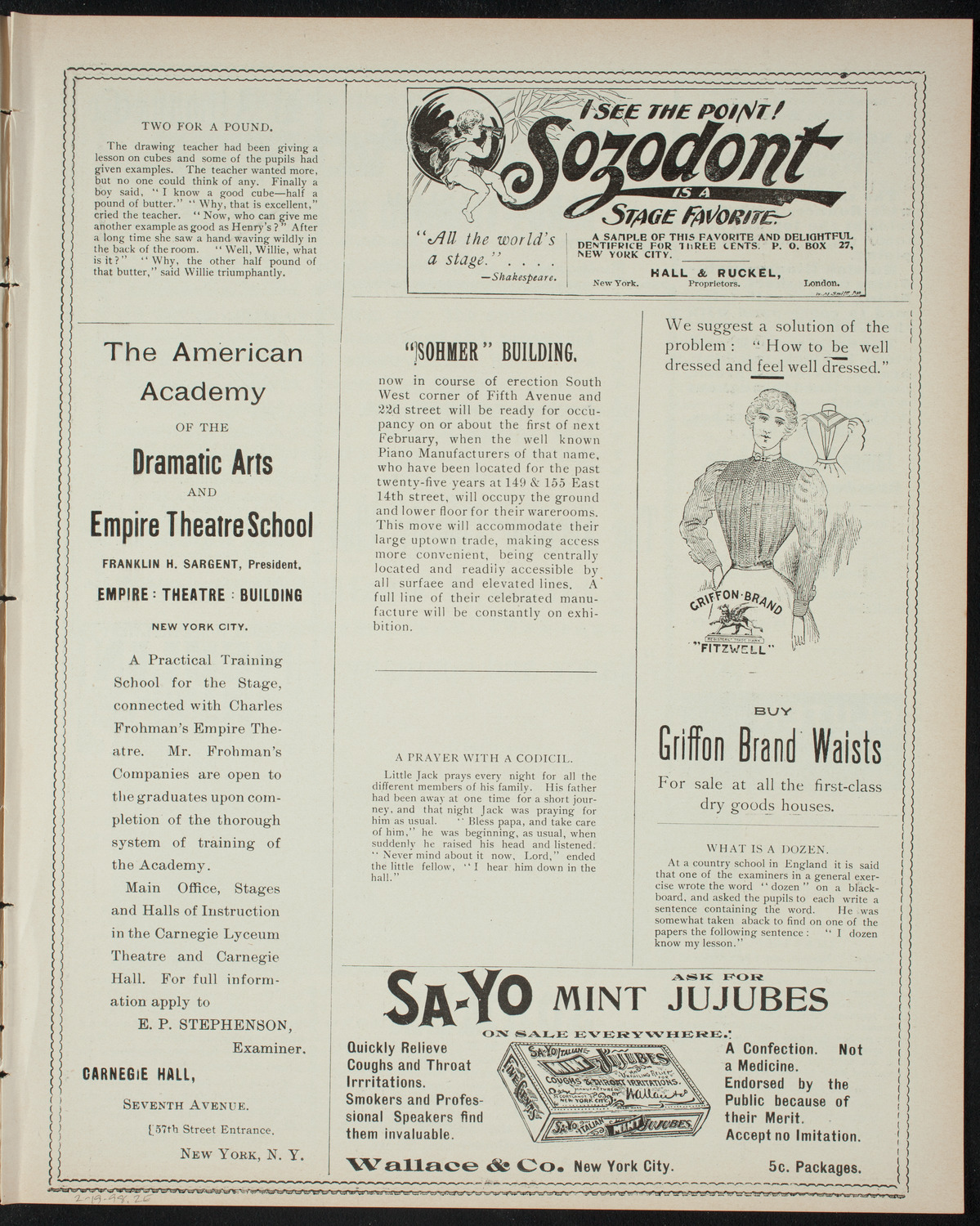 Amateur Comedy Club, February 19, 1898, program page 3