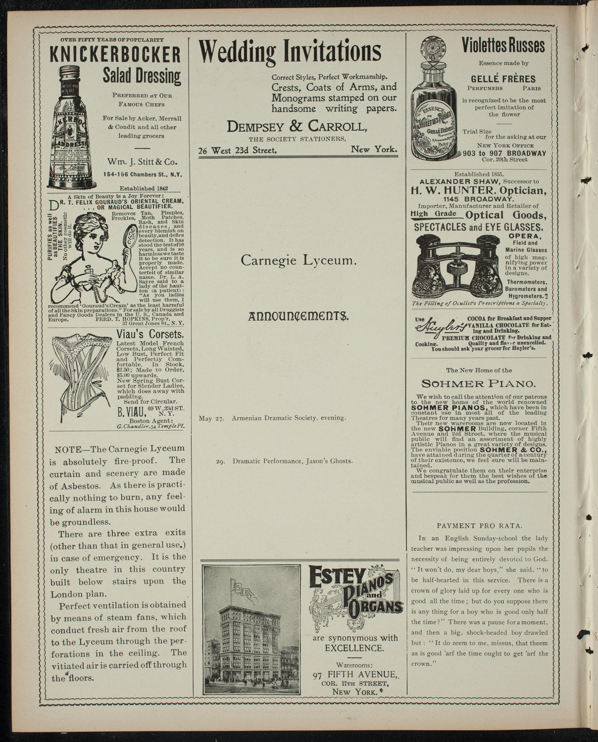 Vaudeville Entertainment, May 26, 1899, program page 2