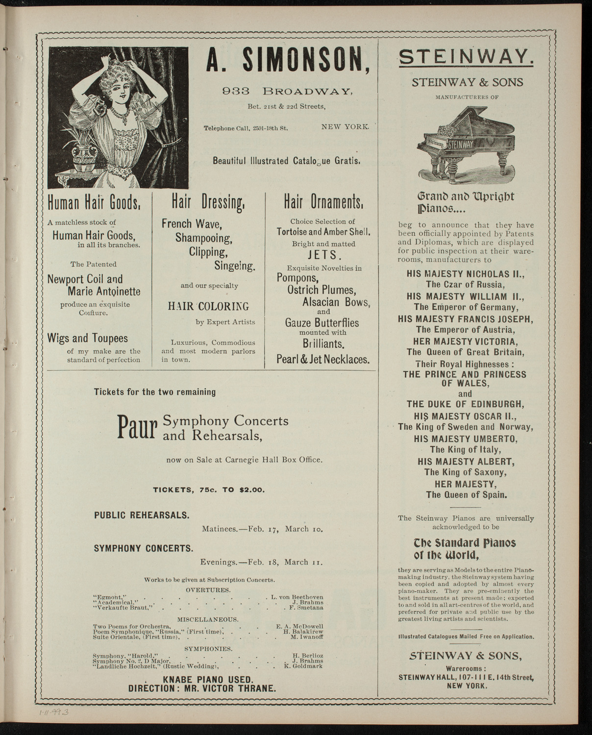 Eppinger Conservatory of Music Student Recital, January 11, 1899, program page 5