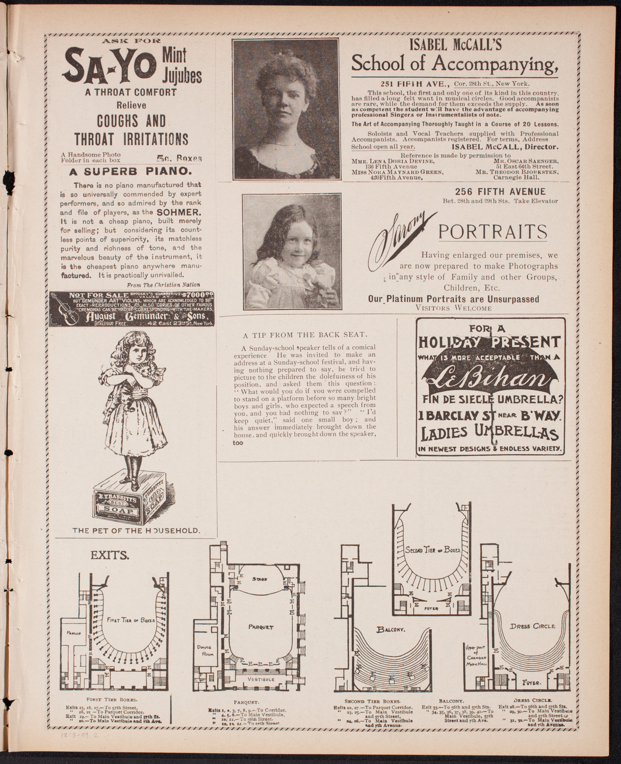 Kaltenborn Orchestra, December 3, 1899, program page 3