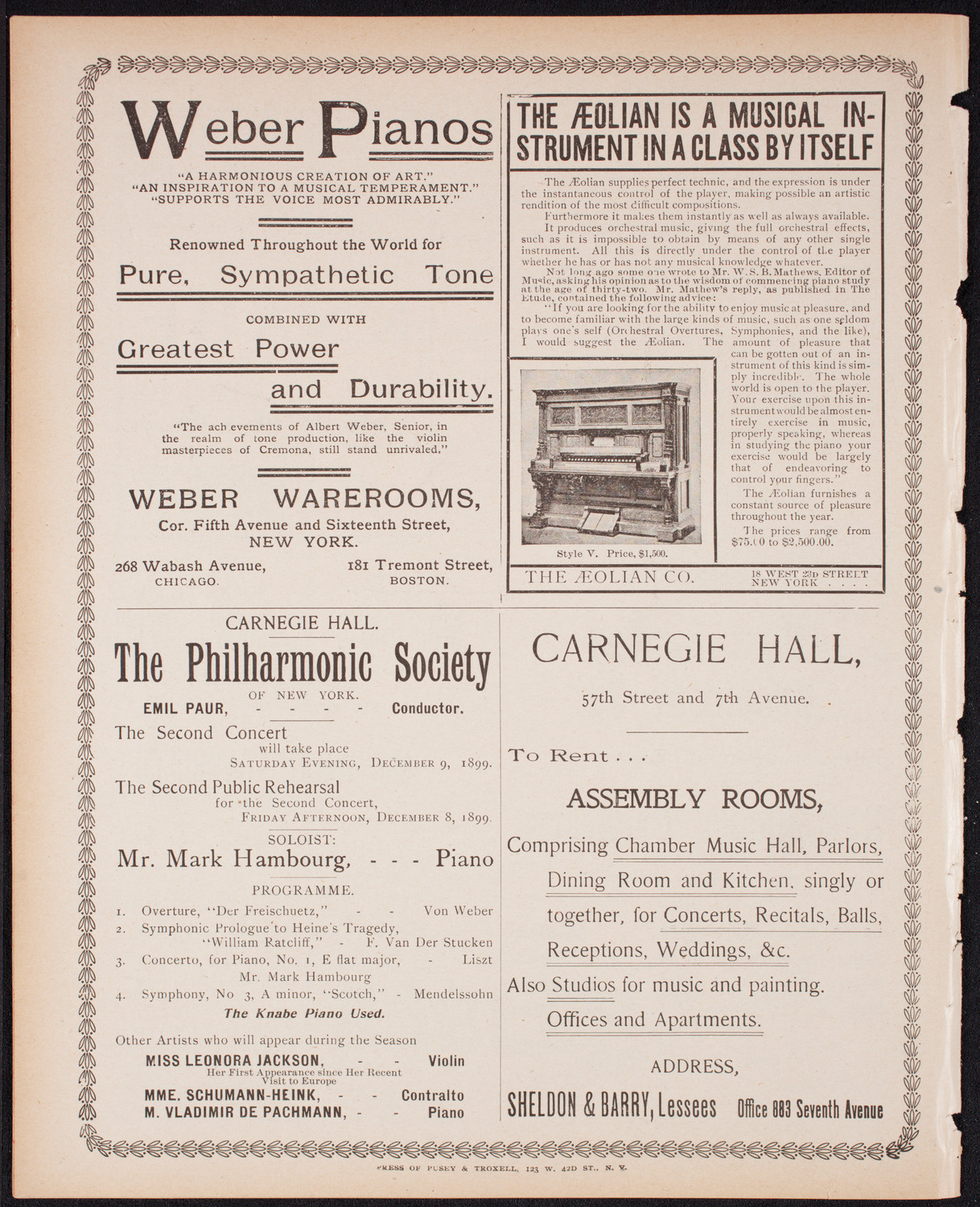 Saalfield Concert, December 2, 1899, program page 8