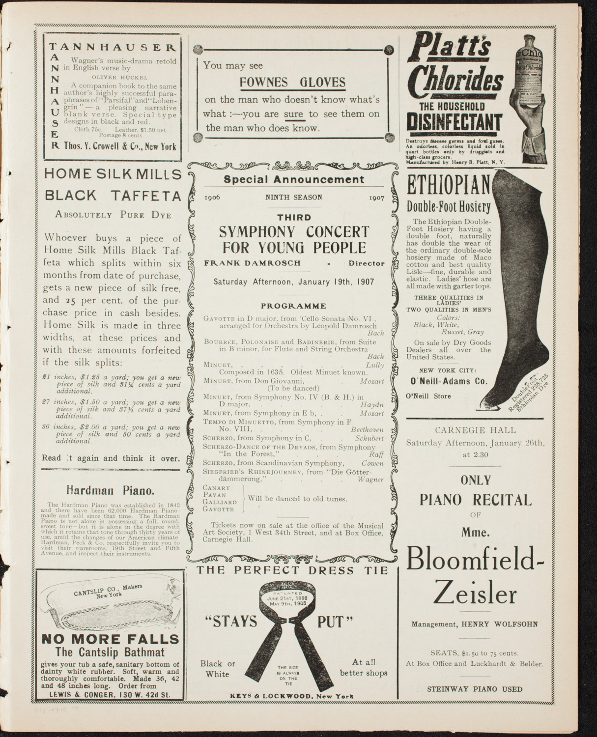 Boston Symphony Orchestra, January 12, 1907, program page 9