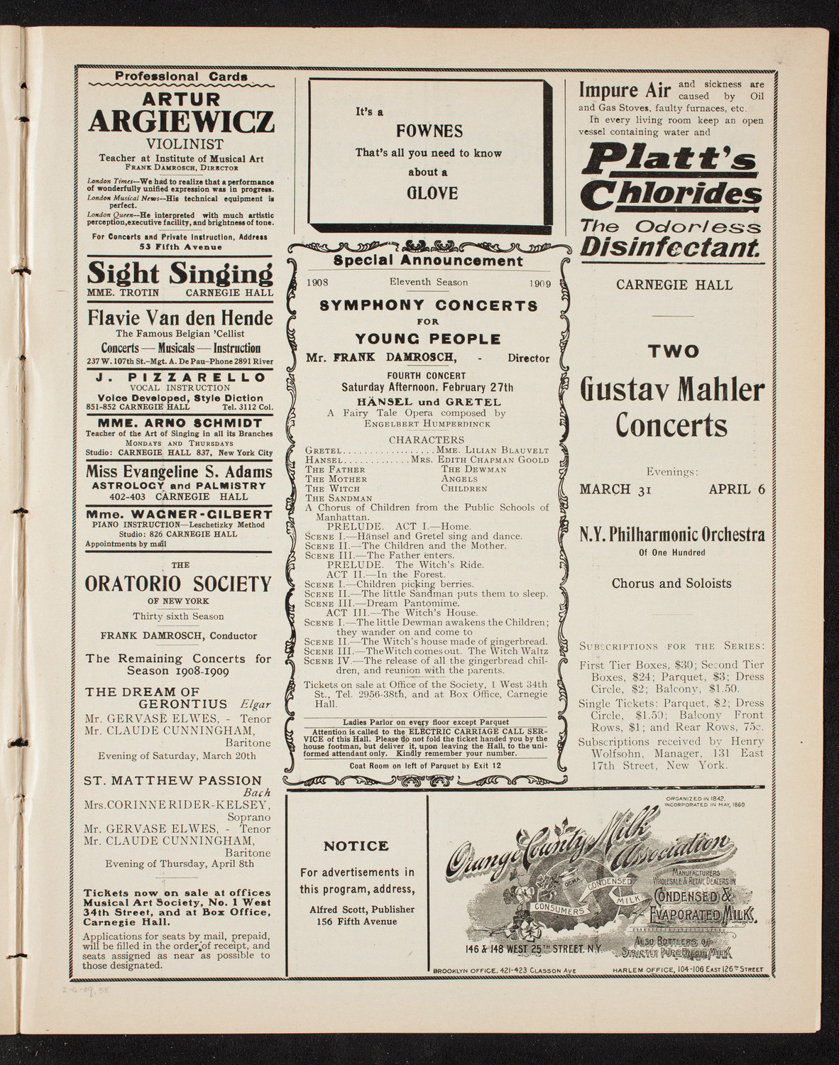 German Liederkranz, February 6, 1909, program page 9
