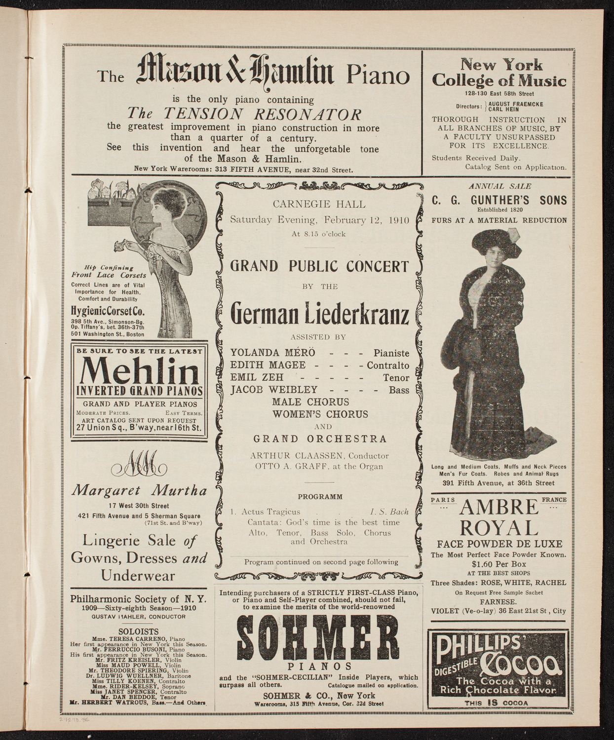 German Liederkranz, February 12, 1910, program page 5