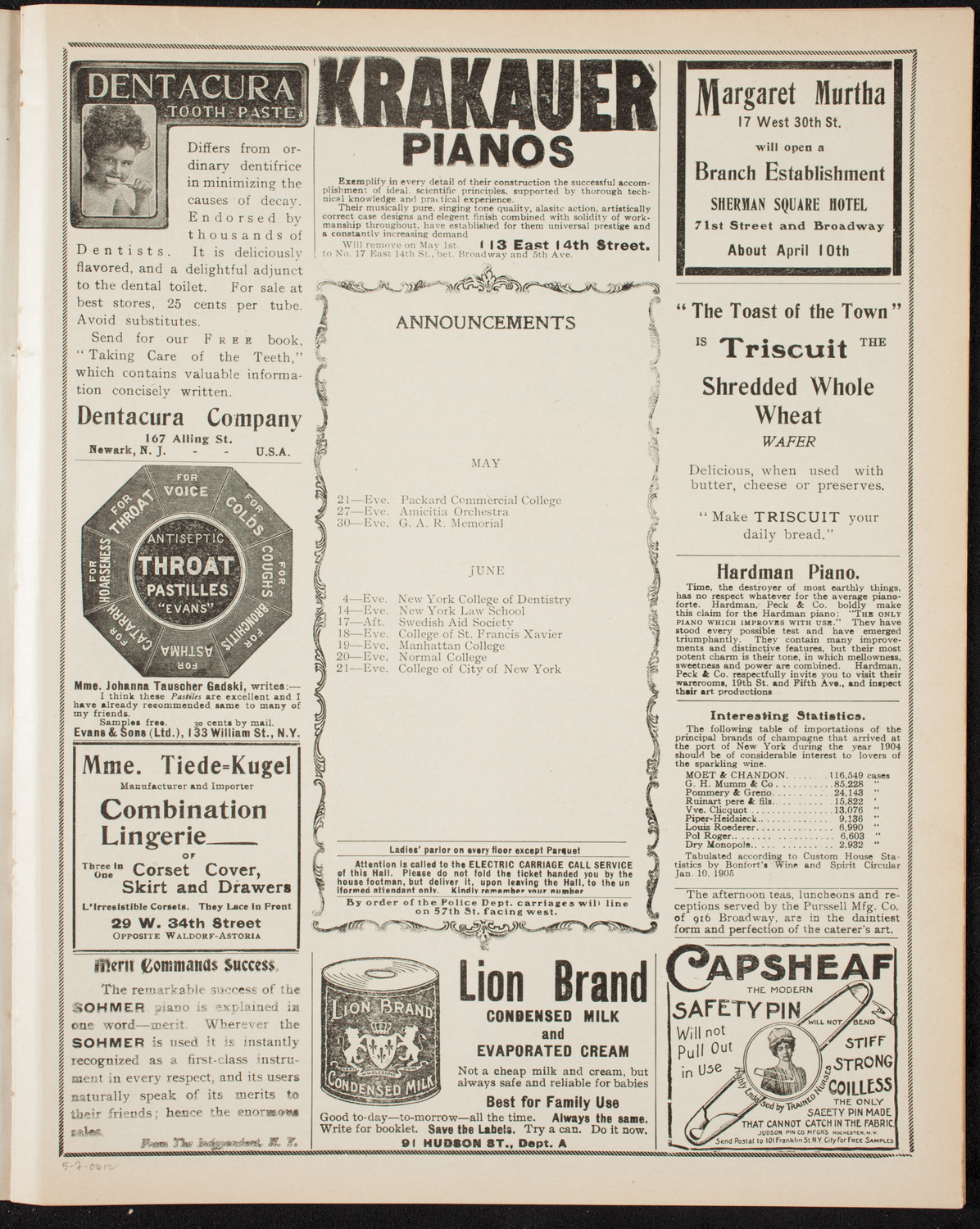 Benefit for San Francisco Earthquake Victims, May 7, 1906, program page 3