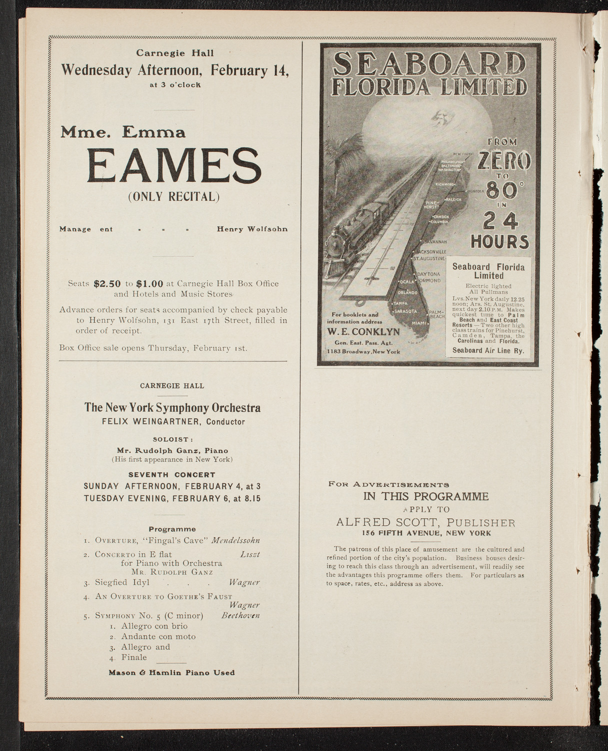 New York Symphony Orchestra, February 6, 1906, program page 10