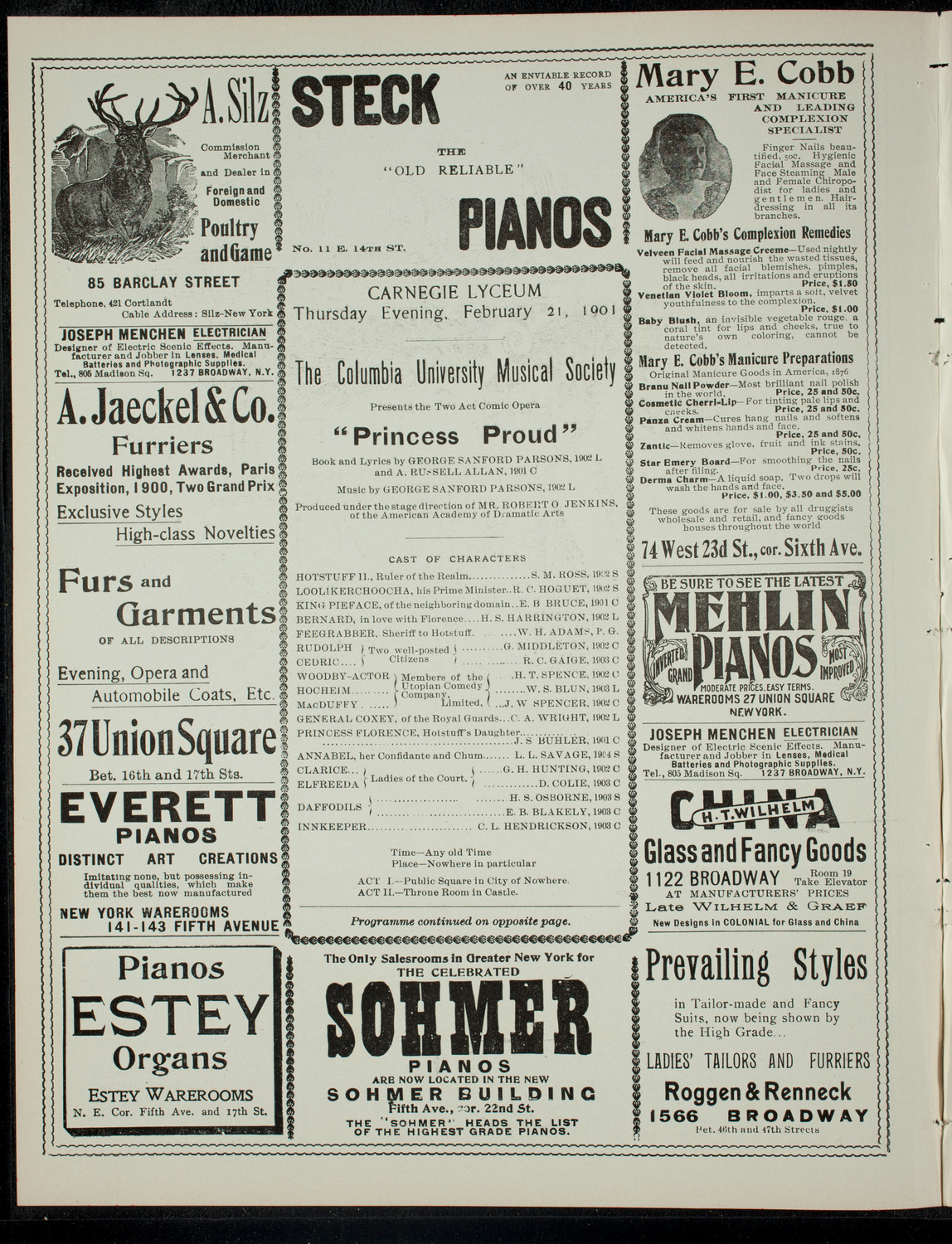 The Columbia University Musical Society, February 21, 1901, program page 2