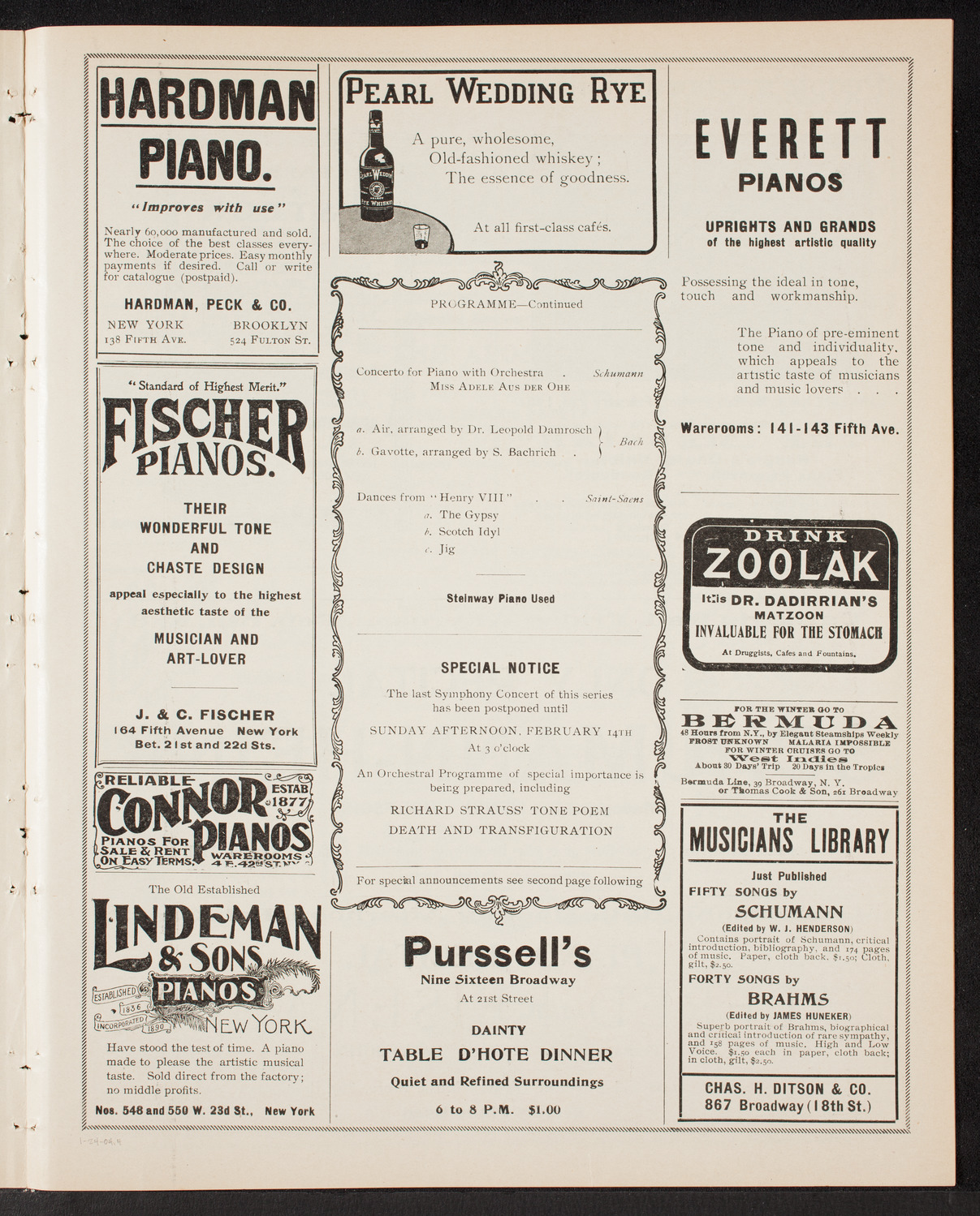 New York Symphony Orchestra, January 24, 1904, program page 7