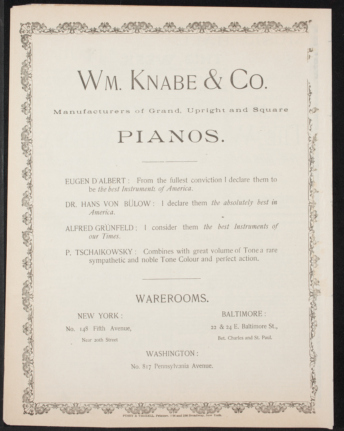 Damrosch Sunday Concert, April 9, 1893, program page 8