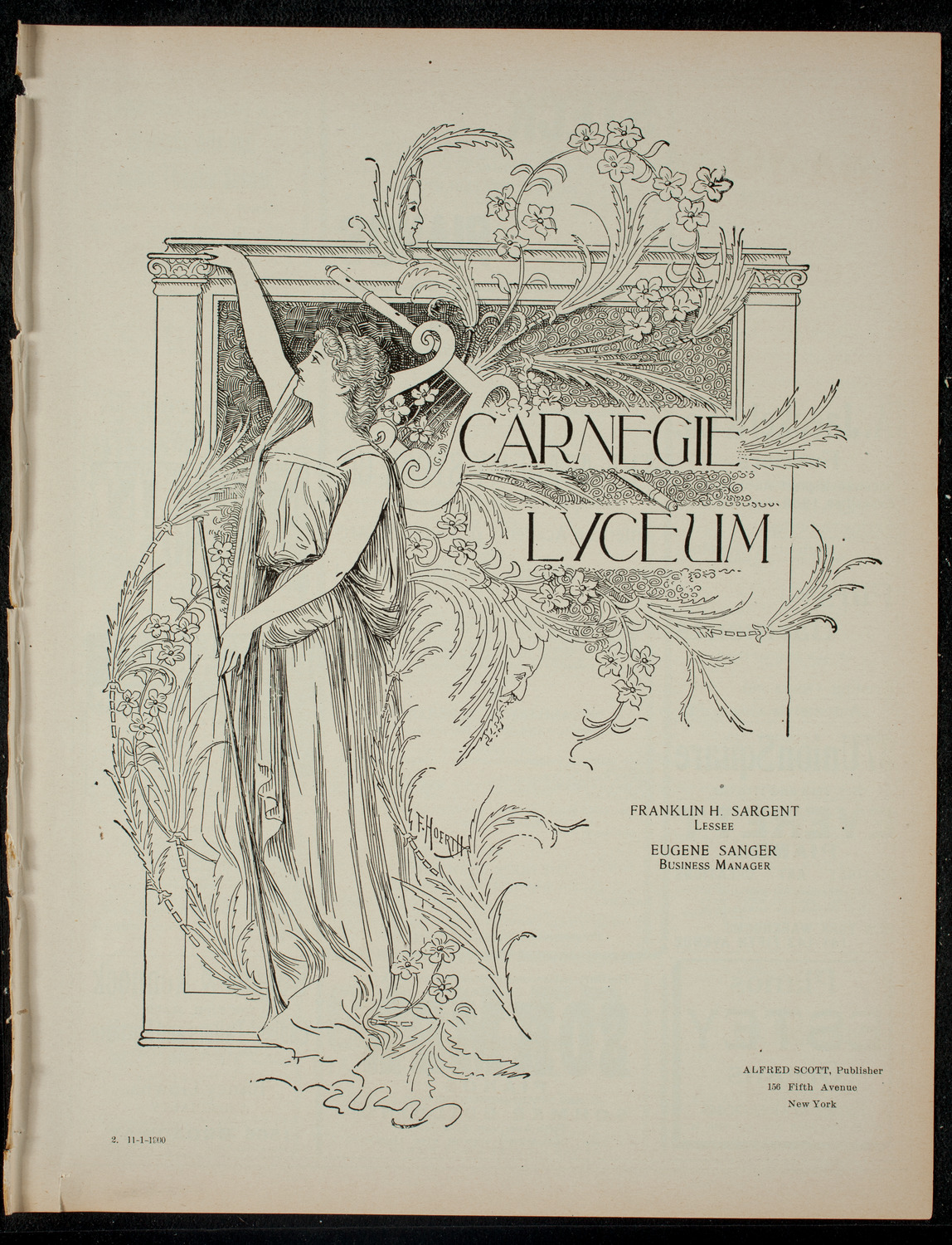 Academy Stock Company of the American Academy of Dramatic Arts and Empire Theatre Dramatic School, November 1, 1900, program page 1