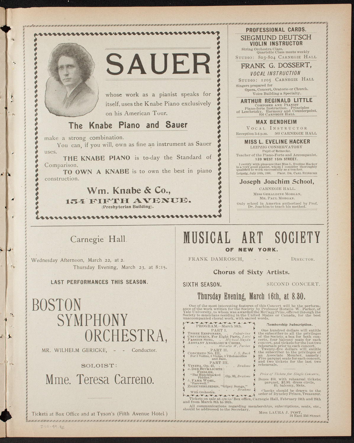 New York Philharmonic, February 25, 1899, program page 7