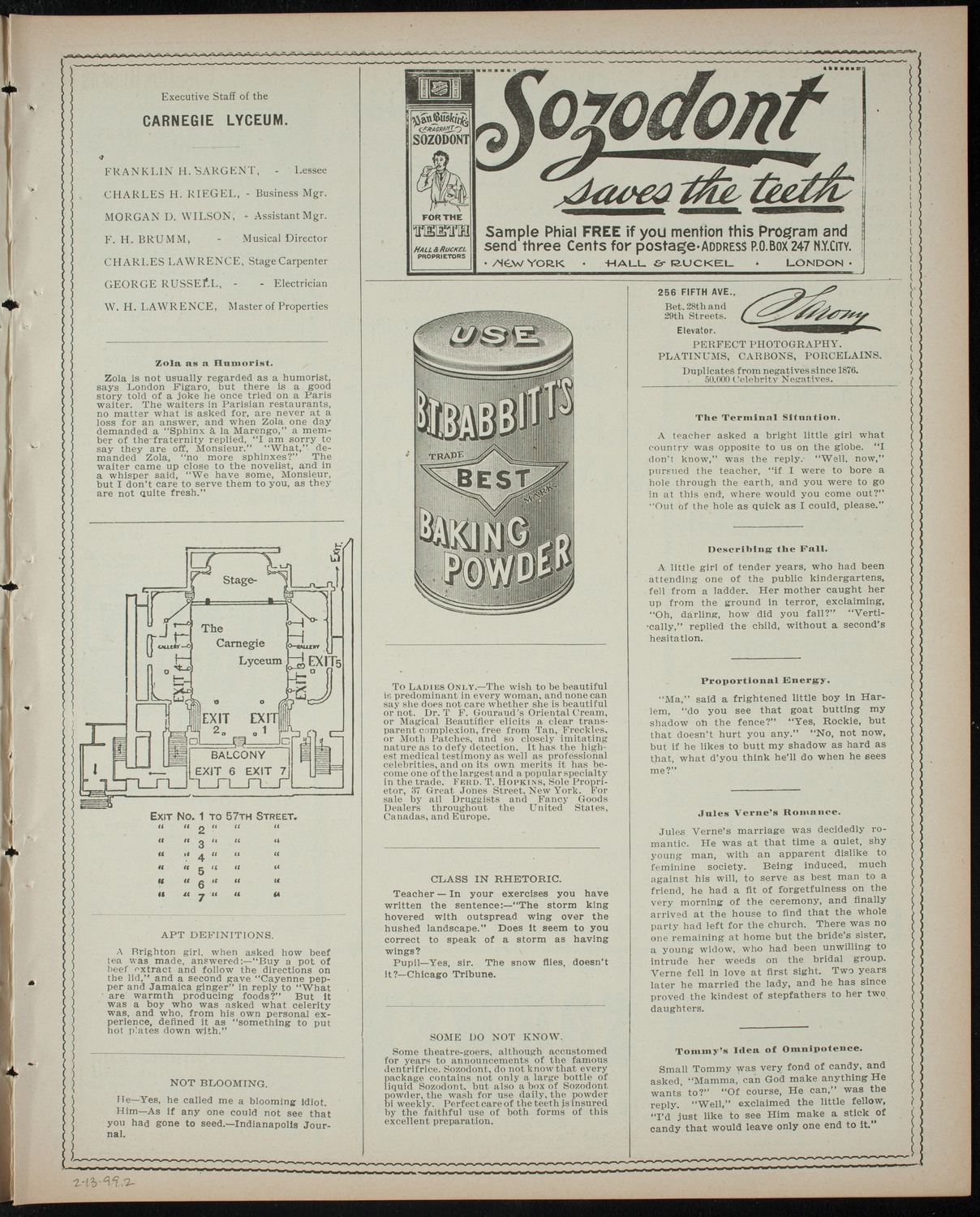 Stevens Institute of Technology Glee, Banjo and Mandolin Clubs, February 13, 1899, program page 3