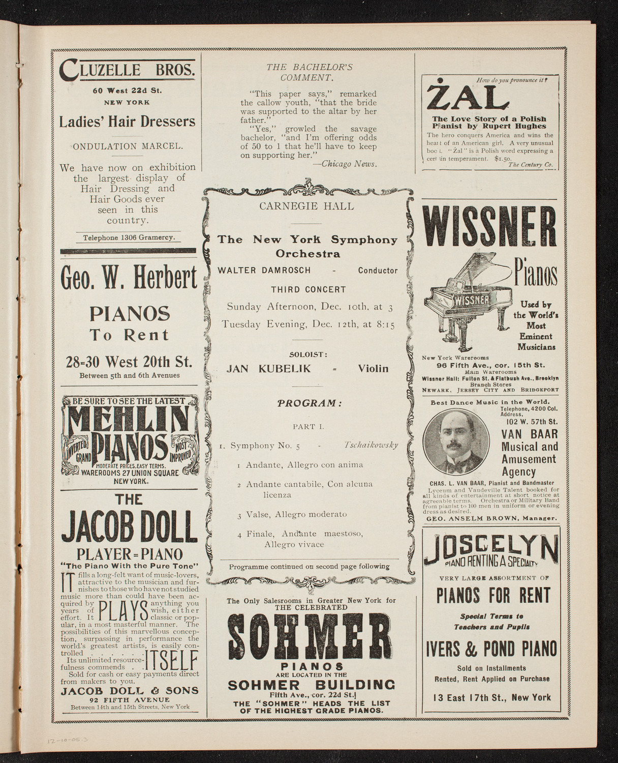 New York Symphony Orchestra, December 10, 1905, program page 5