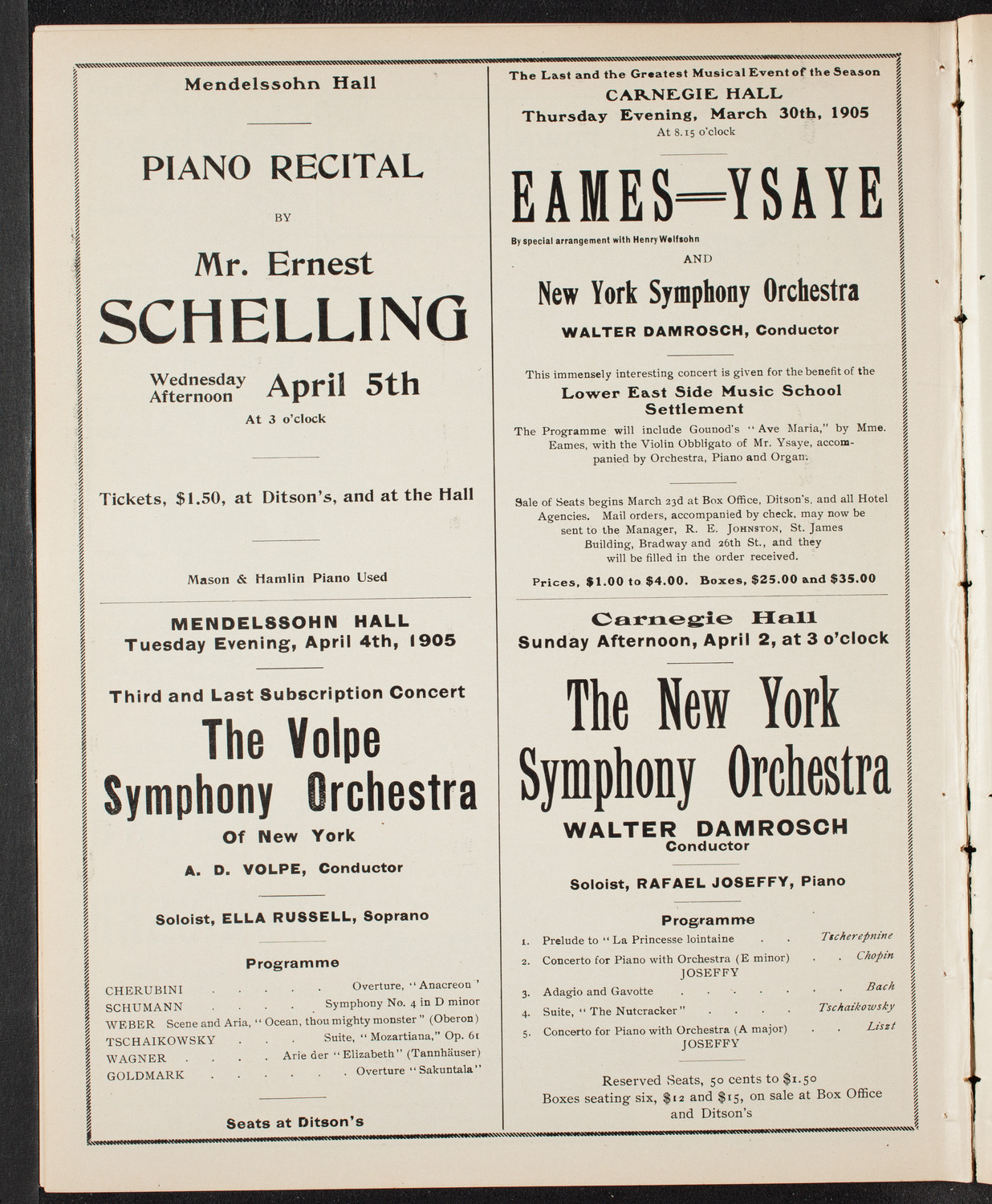 Ignacy Jan Paderewski, Piano, March 25, 1905, program page 10