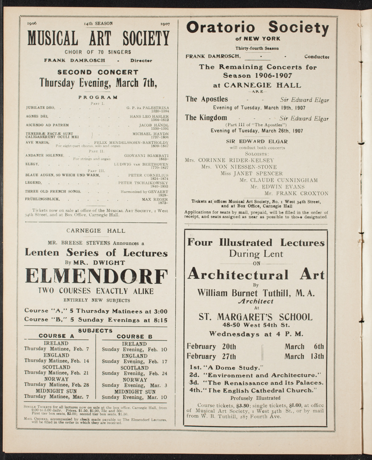 Elmendorf Lecture: England, February 17, 1907, program page 10