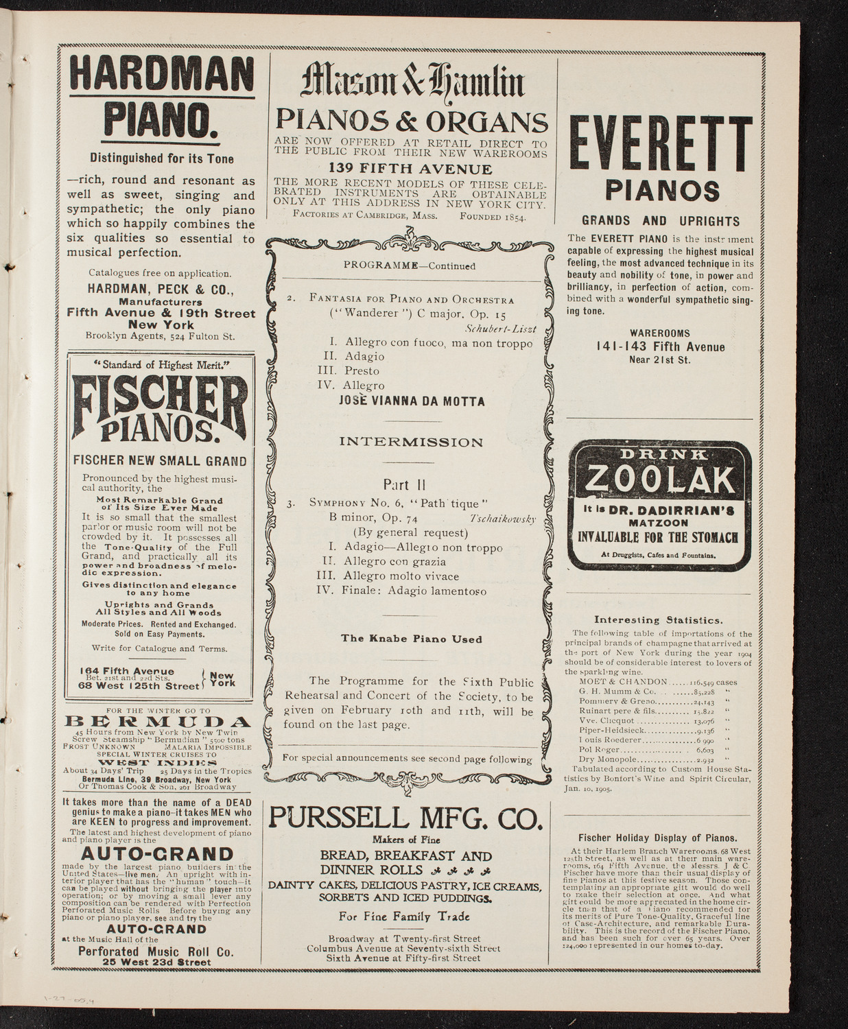 New York Philharmonic, January 27, 1905, program page 7