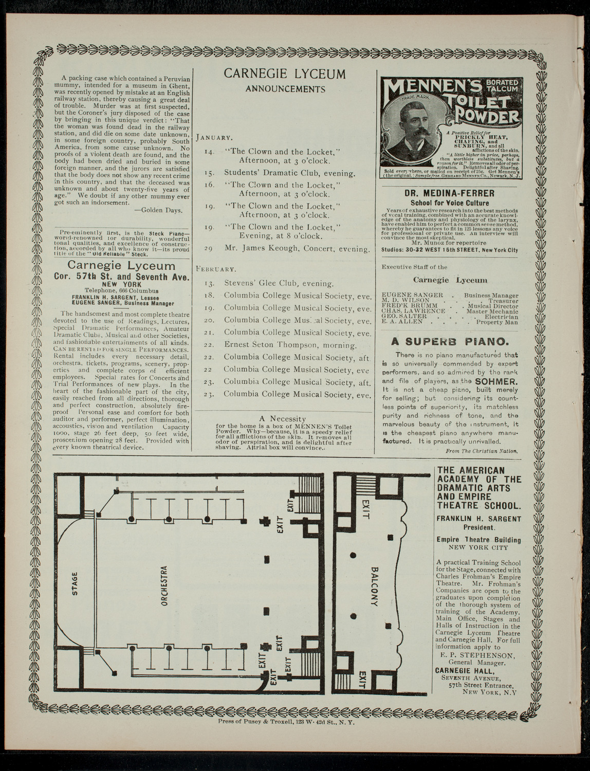 The Children's Theatre, January 12, 1901, program page 4