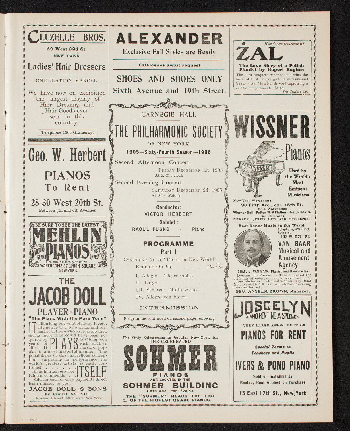New York Philharmonic, December 1, 1905, program page 5