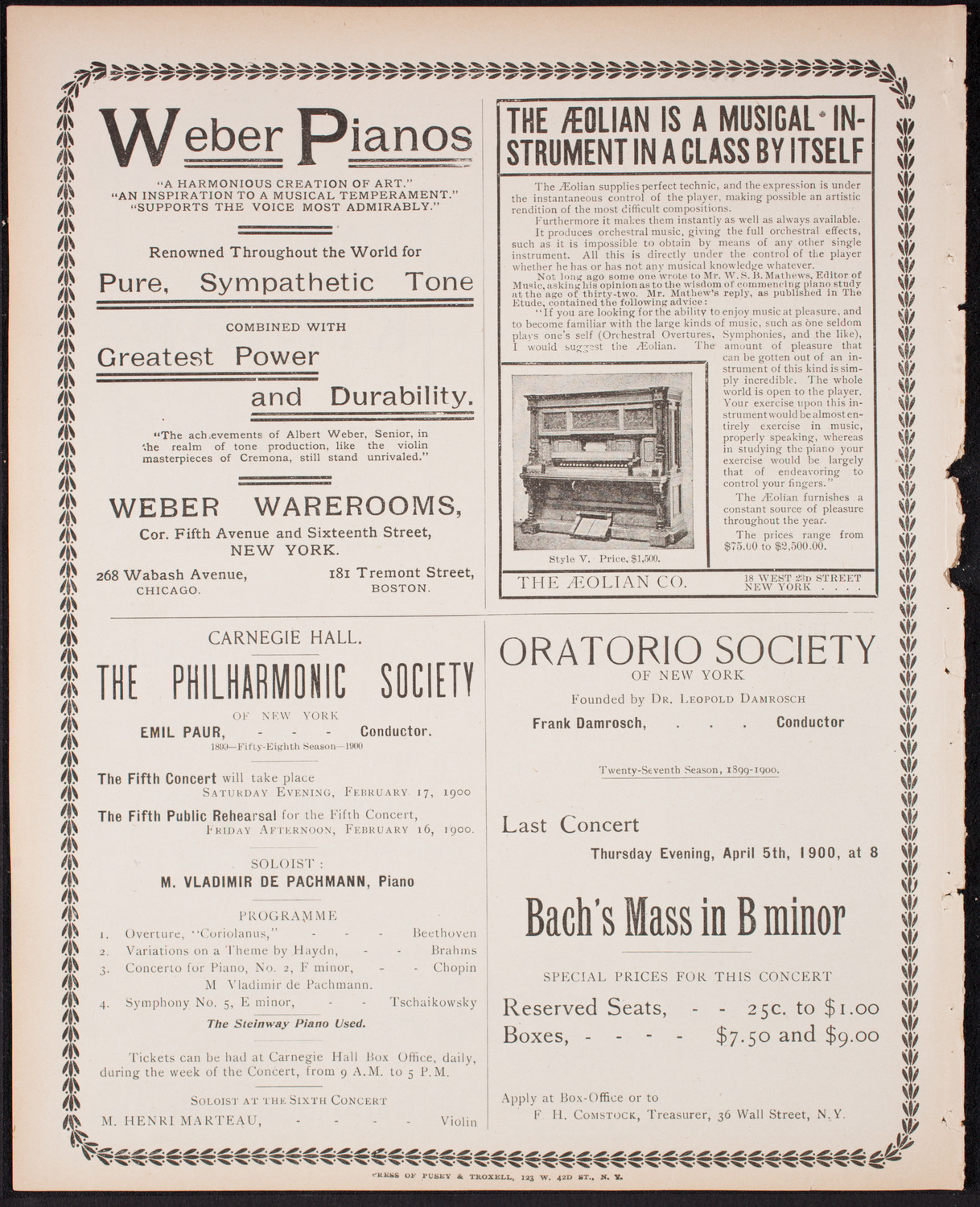 Patriotic Demonstration/ Benefit: Winfield Scott Hancock Post No.259, February 7, 1900, program page 8