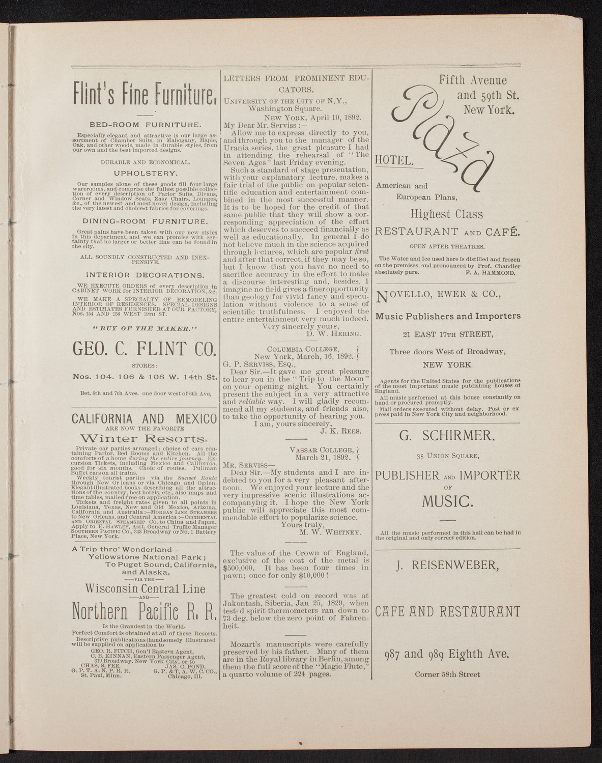 Anna Luella Kelly, April 22, 1892, program page 9