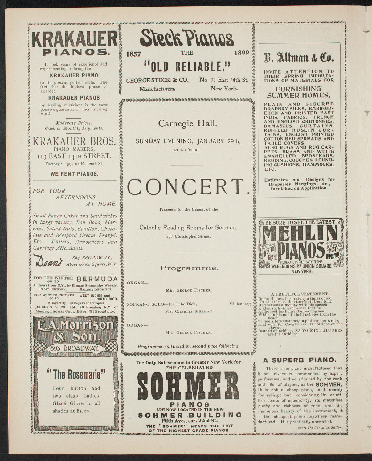 Benefit: Catholic Reading Rooms for Seamen, January 29, 1899, program page 4