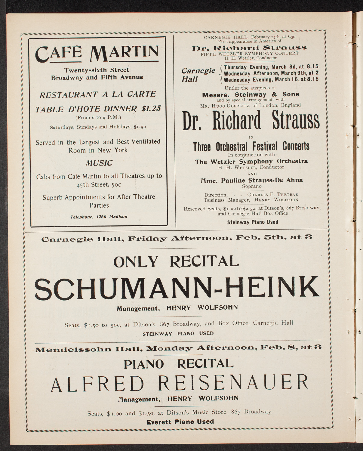 New York Philharmonic, January 29, 1904, program page 10