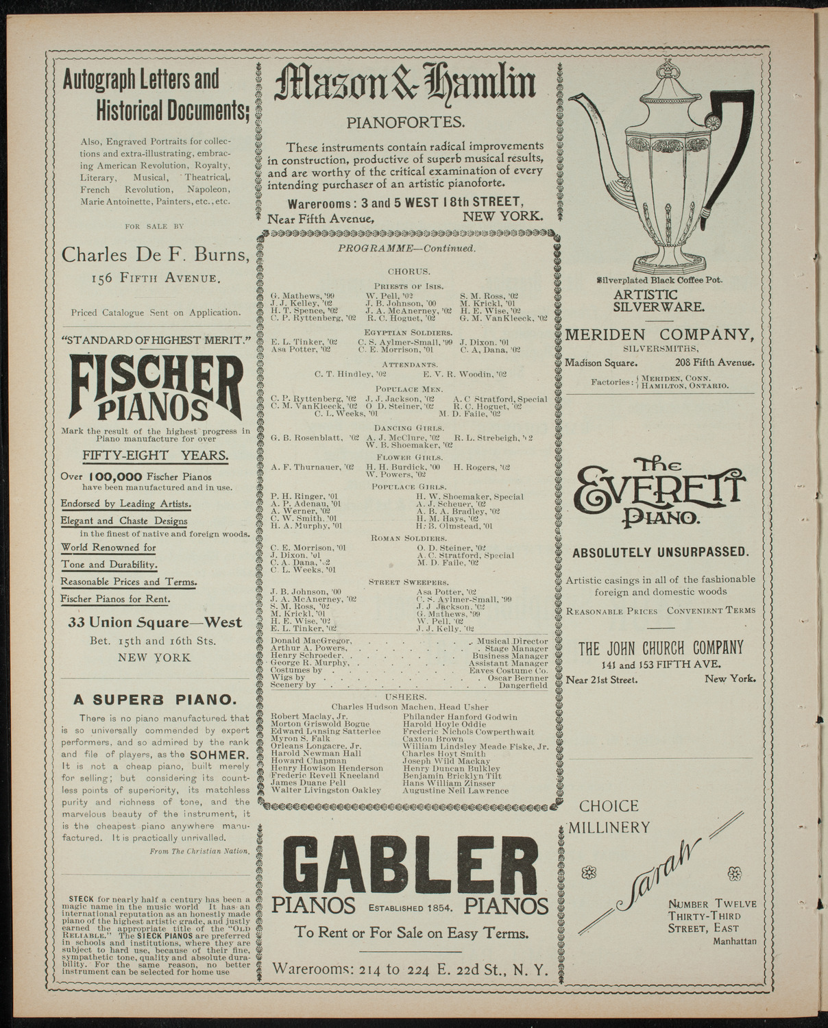 Columbia University Musical Society, March 2, 1899, program page 6