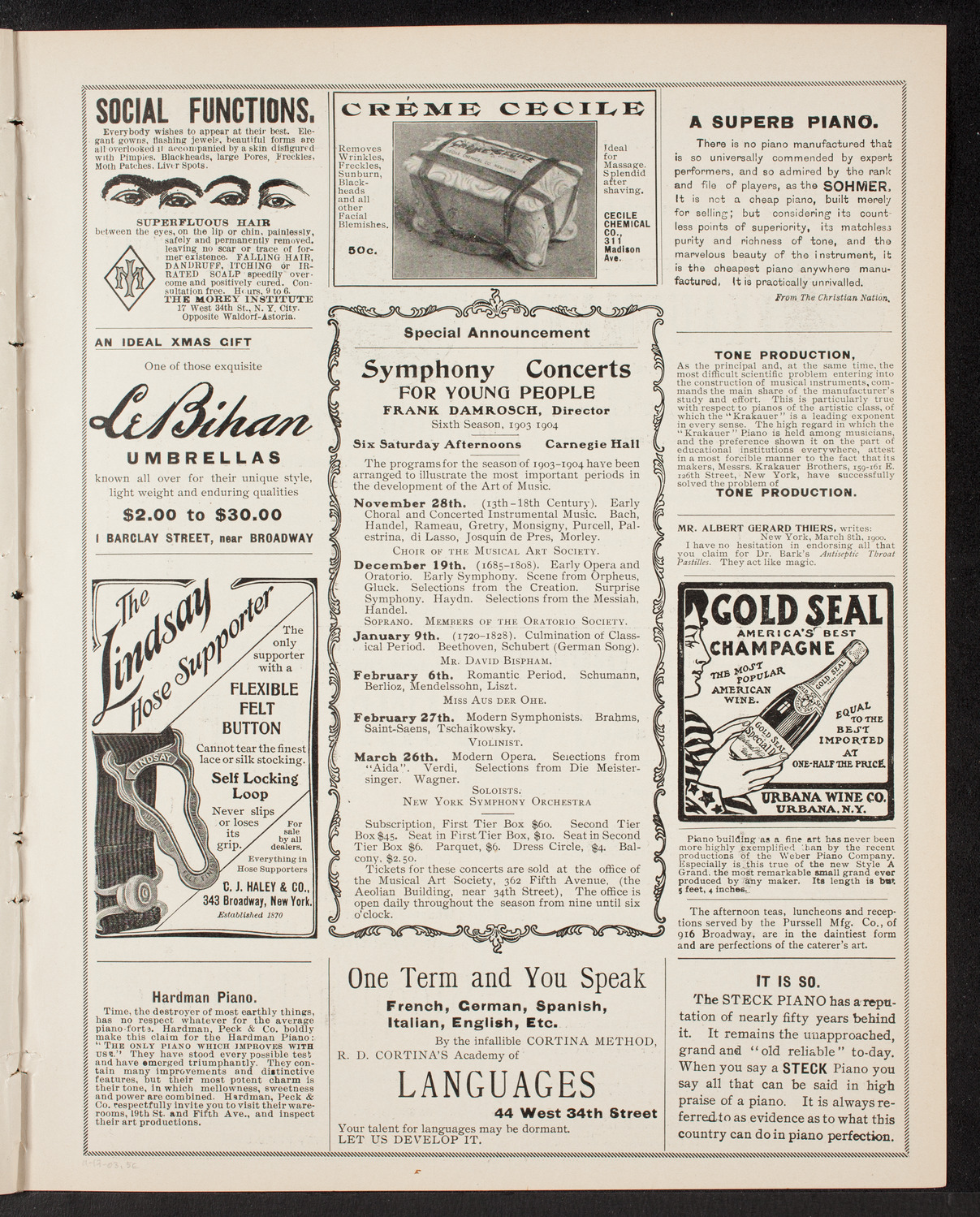 Oratorio Society of New York, November 17, 1903, program page 9