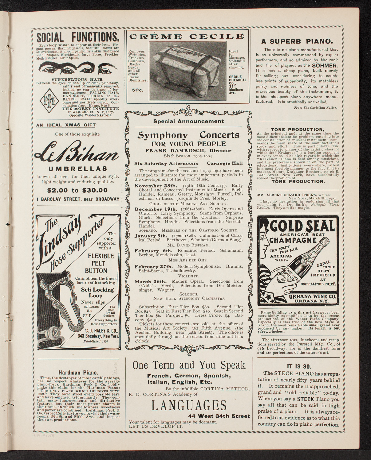 Marcella Sembrich, Soprano, November 17, 1903, program page 9