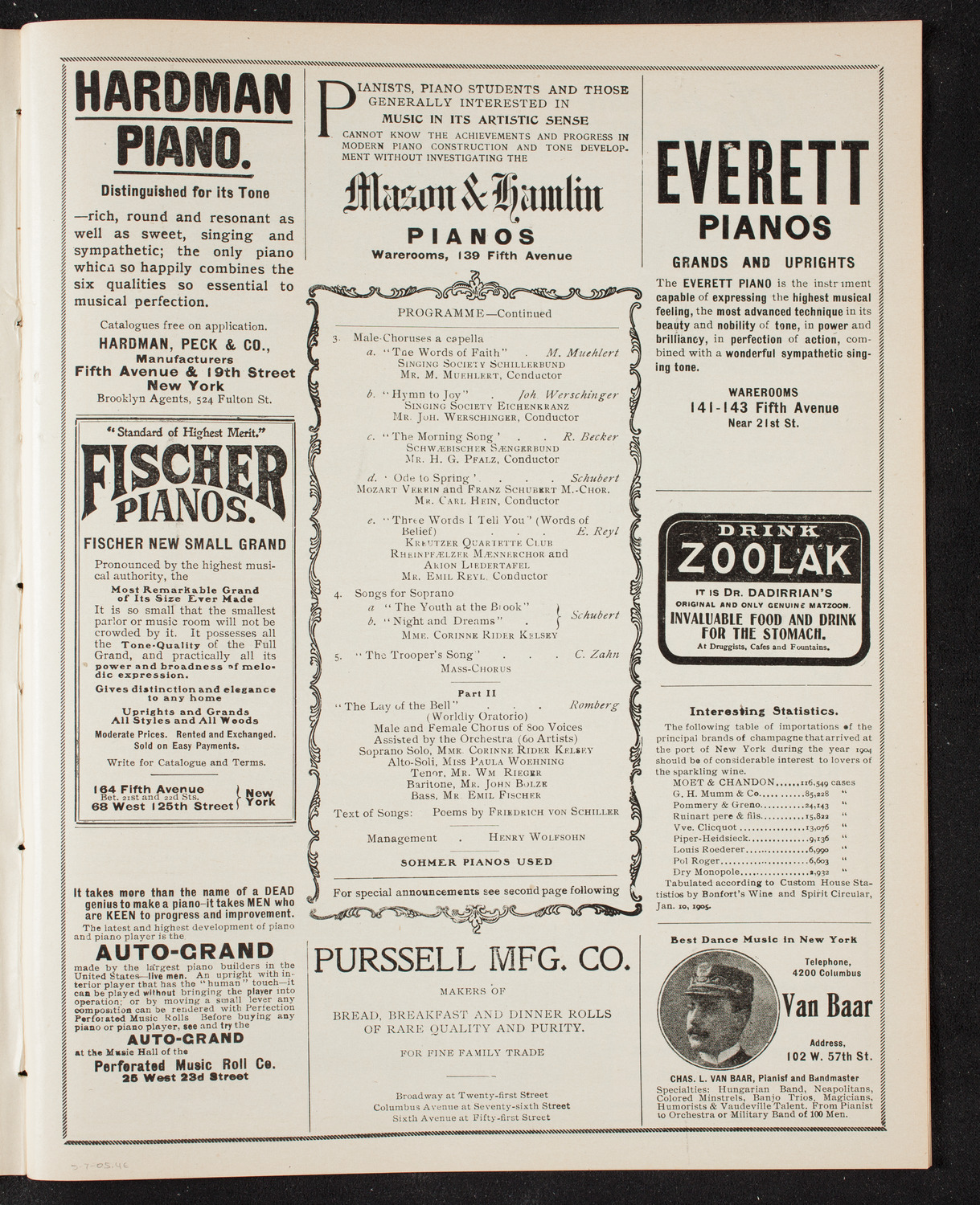 United German Singing Societies of New York, May 7, 1905, program page 7