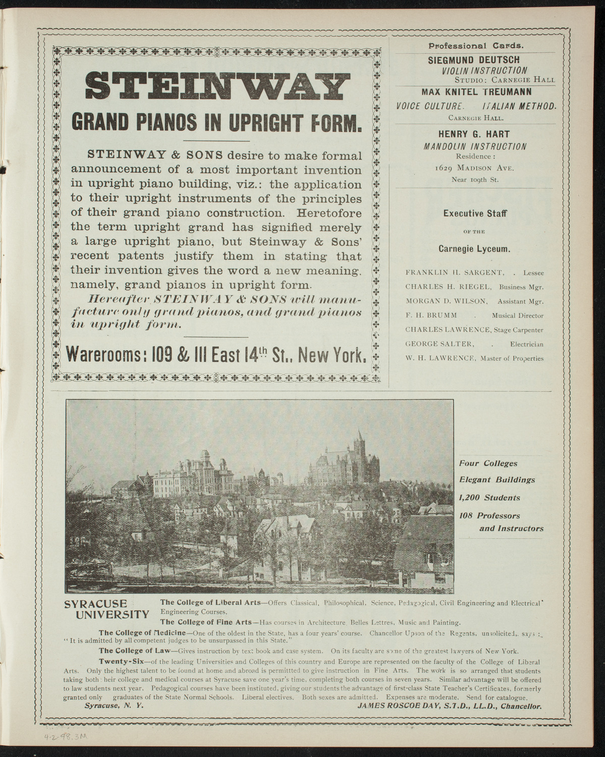 Comparative Literature Society Saturday Morning Conference, April 2, 1898, program page 5