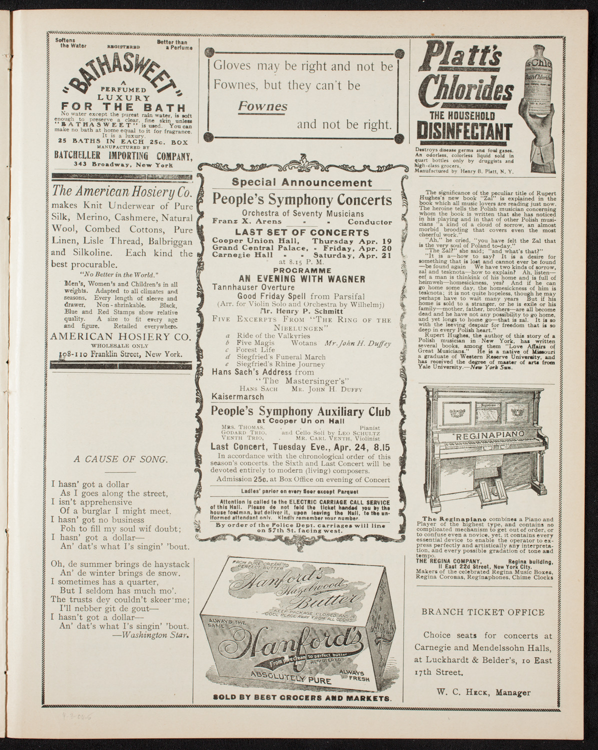 Oratorio Society of New York, April 3, 1906, program page 9