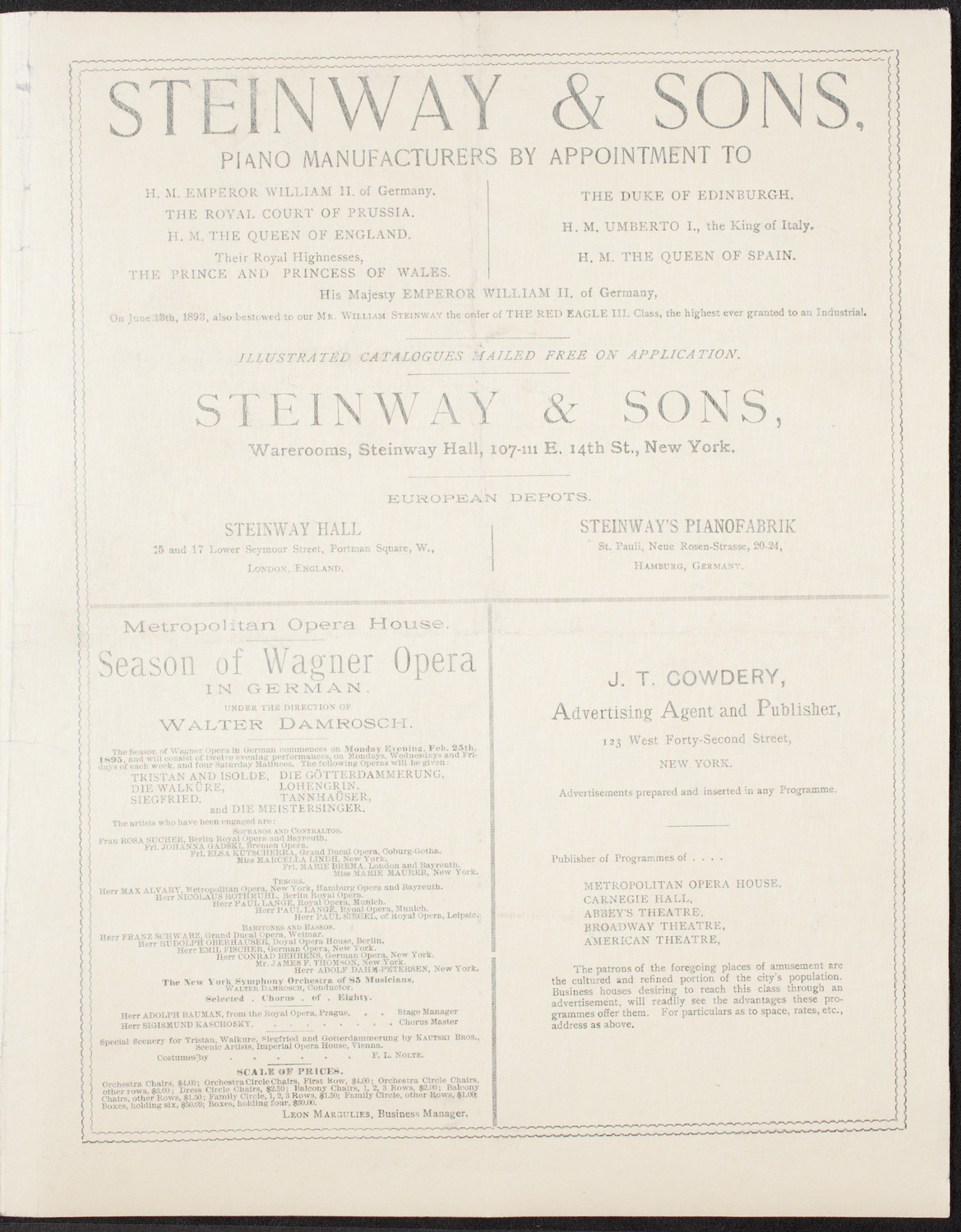 Eugène Ysaÿe, Violin, February 6, 1895, program page 3