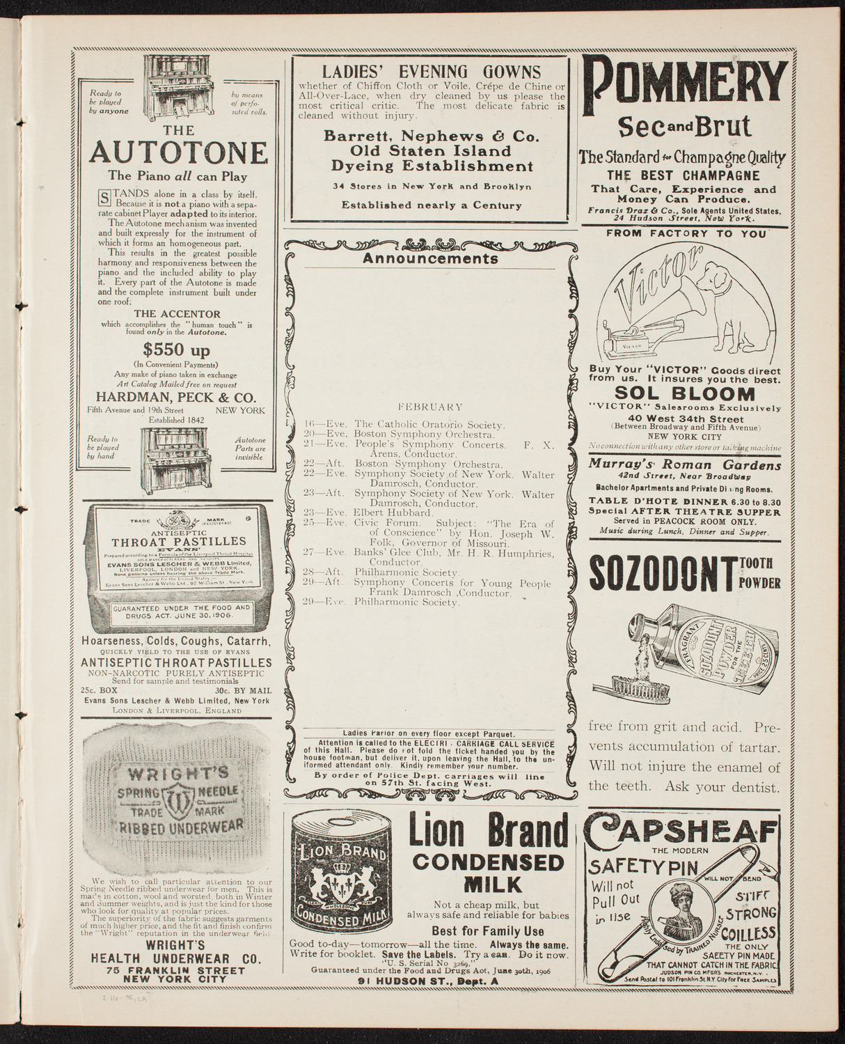 New York Symphony Orchestra, February 16, 1908, program page 3