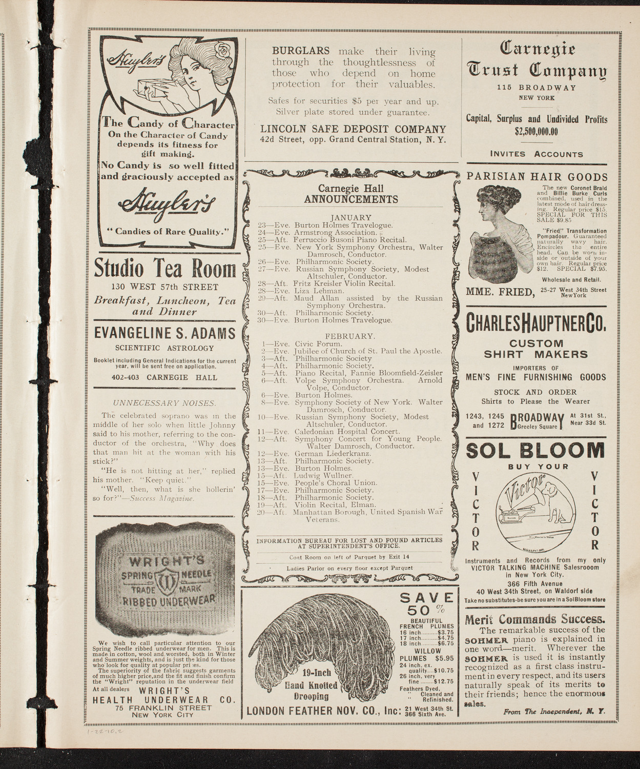 Symphony Concert for Young People, January 22, 1910, program page 3