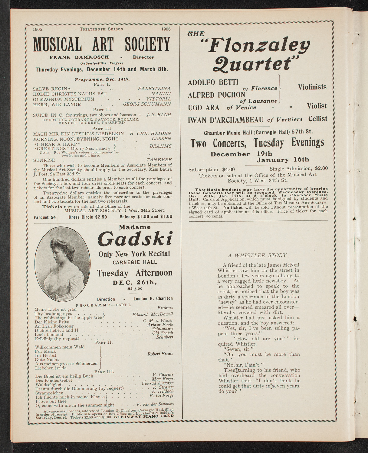 Musurgia of New York, December 6, 1905, program page 10