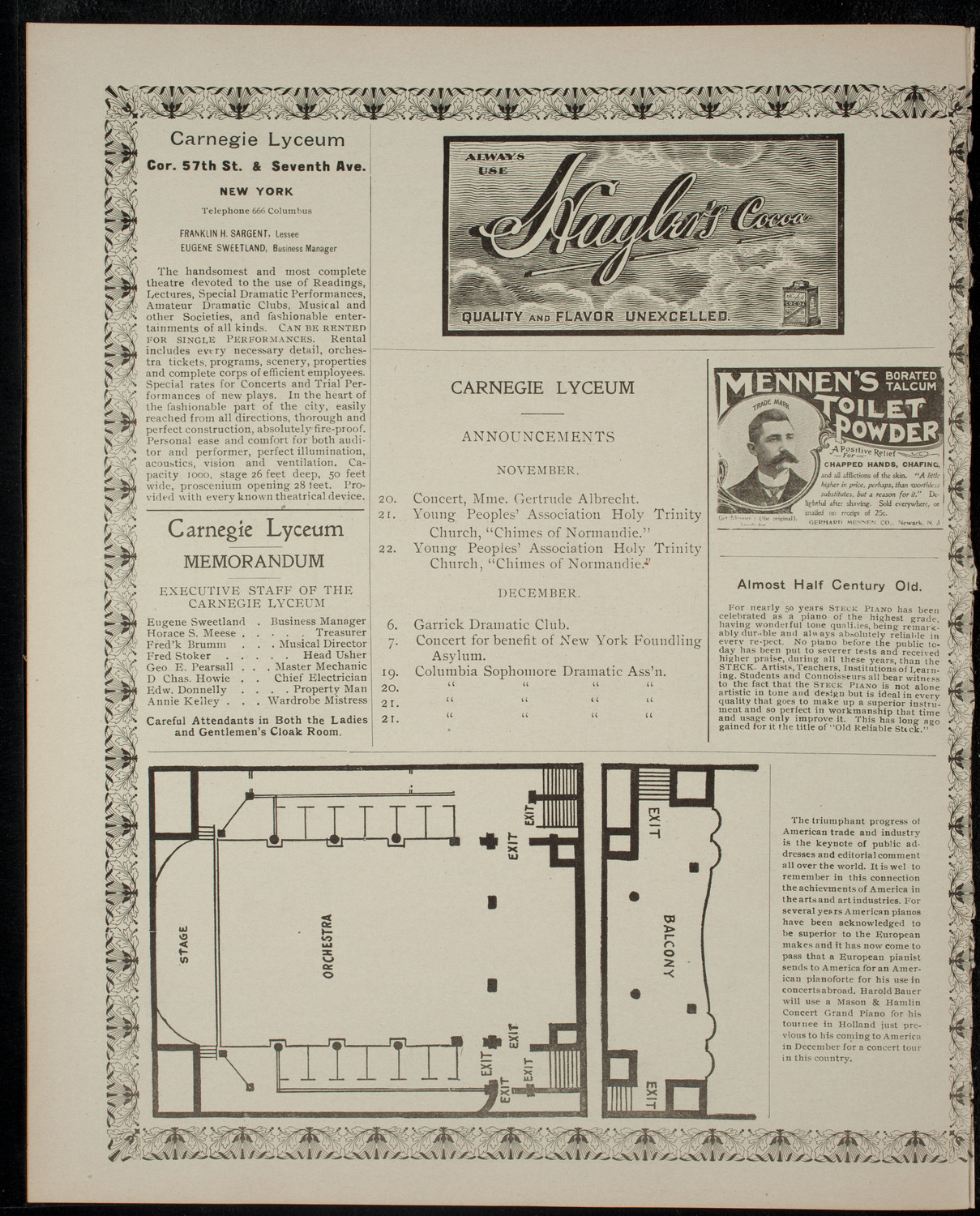 Recital by Miss Charlotte Walker, November 20, 1901, program page 4
