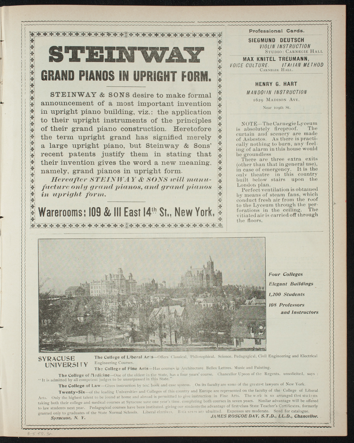 Comparative Literature Society Saturday Morning Conference, March 5, 1898, program page 5