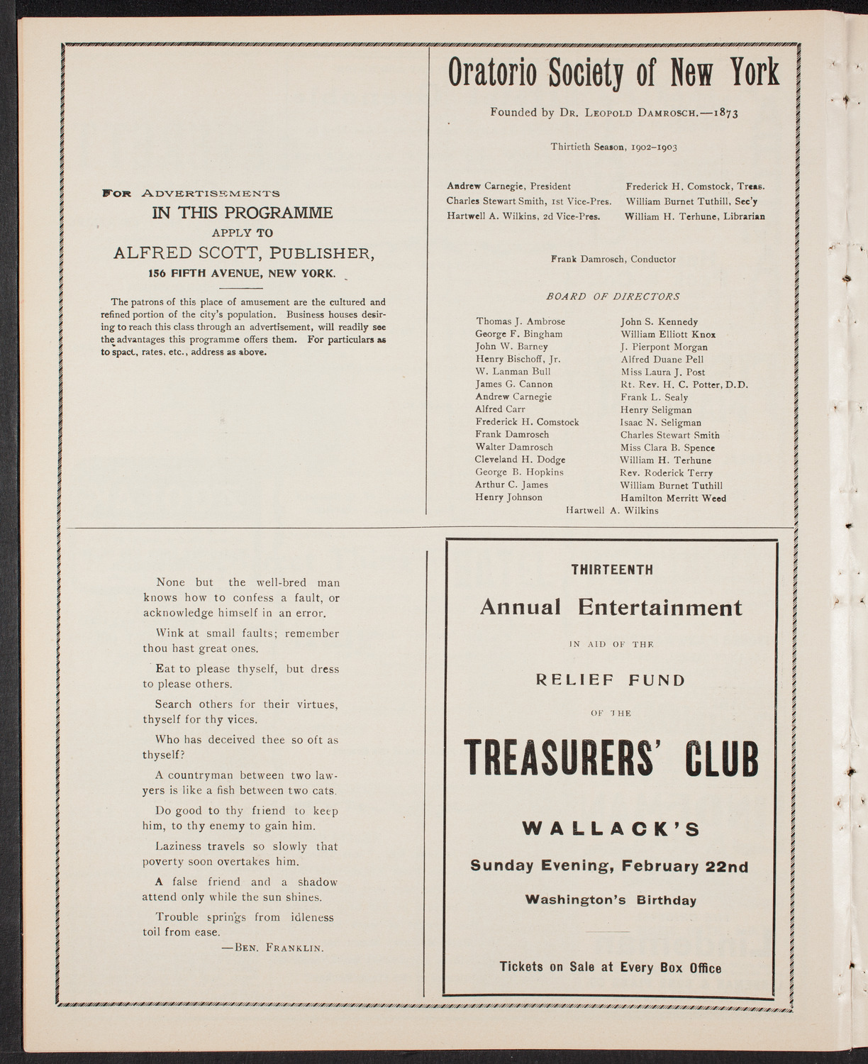 New York Banks' Glee Club, February 12, 1903, program page 8