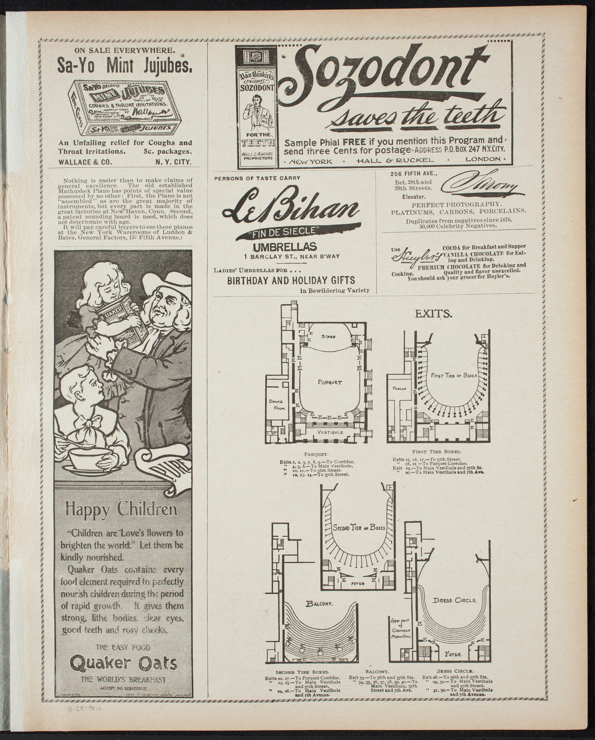 Madeline Schiller with Grand Orchestra, November 28, 1898, program page 3