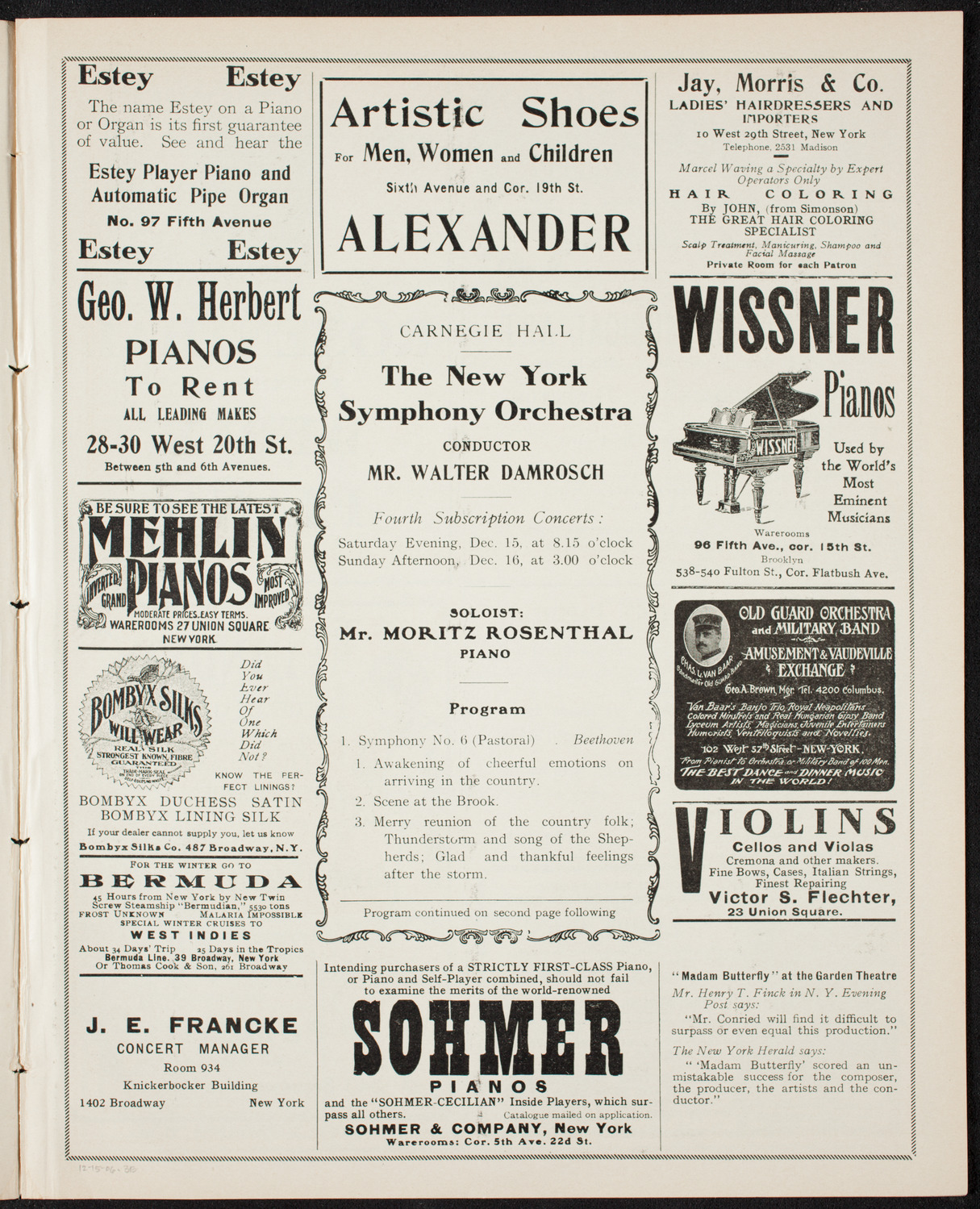 New York Symphony Orchestra, December 15, 1906, program page 5