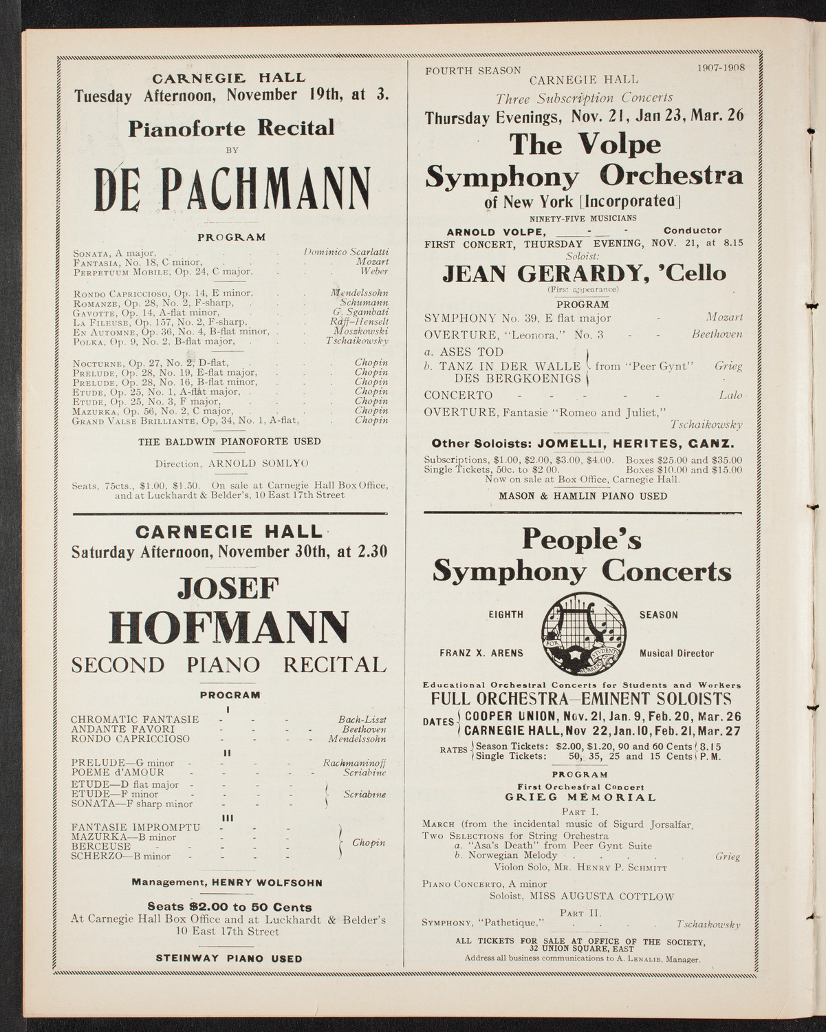 Russian Symphony Society of New York, November 14, 1907, program page 10